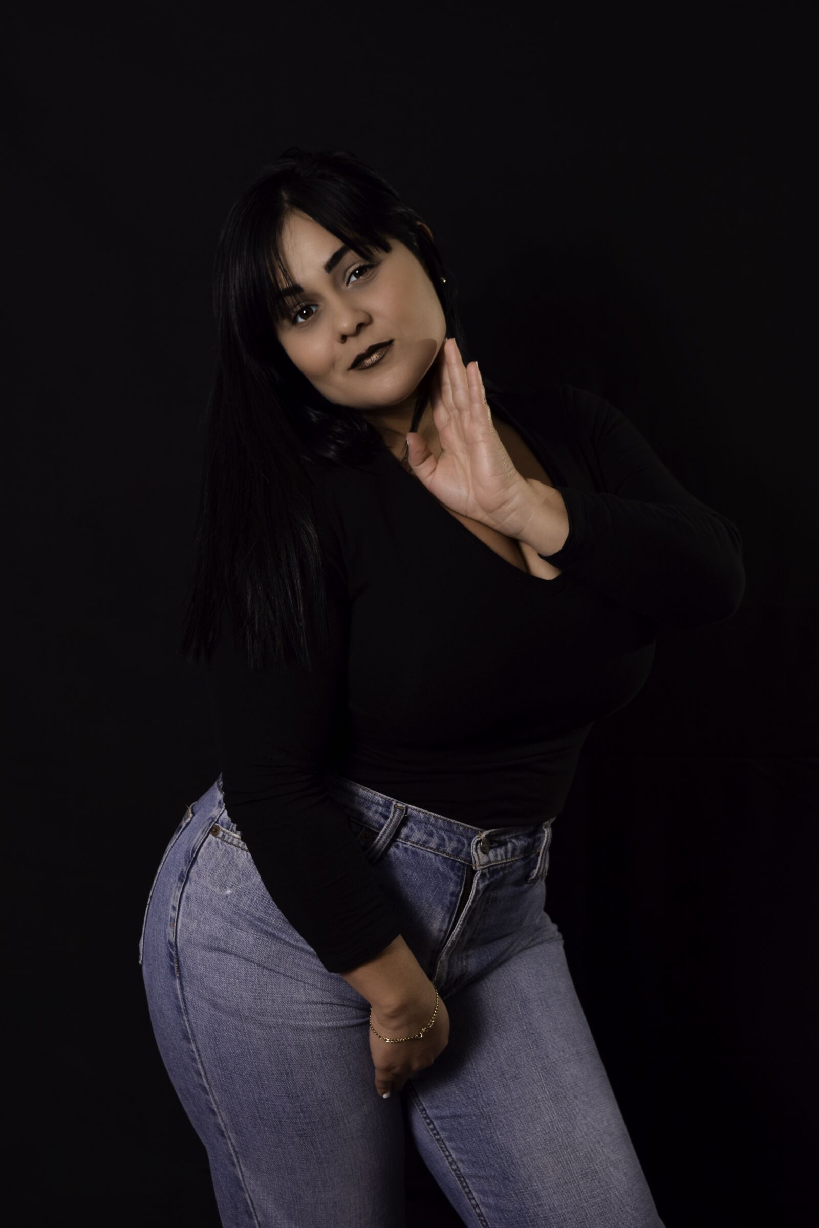 Nikon D3300 sample photo. Model, pose, black background photography