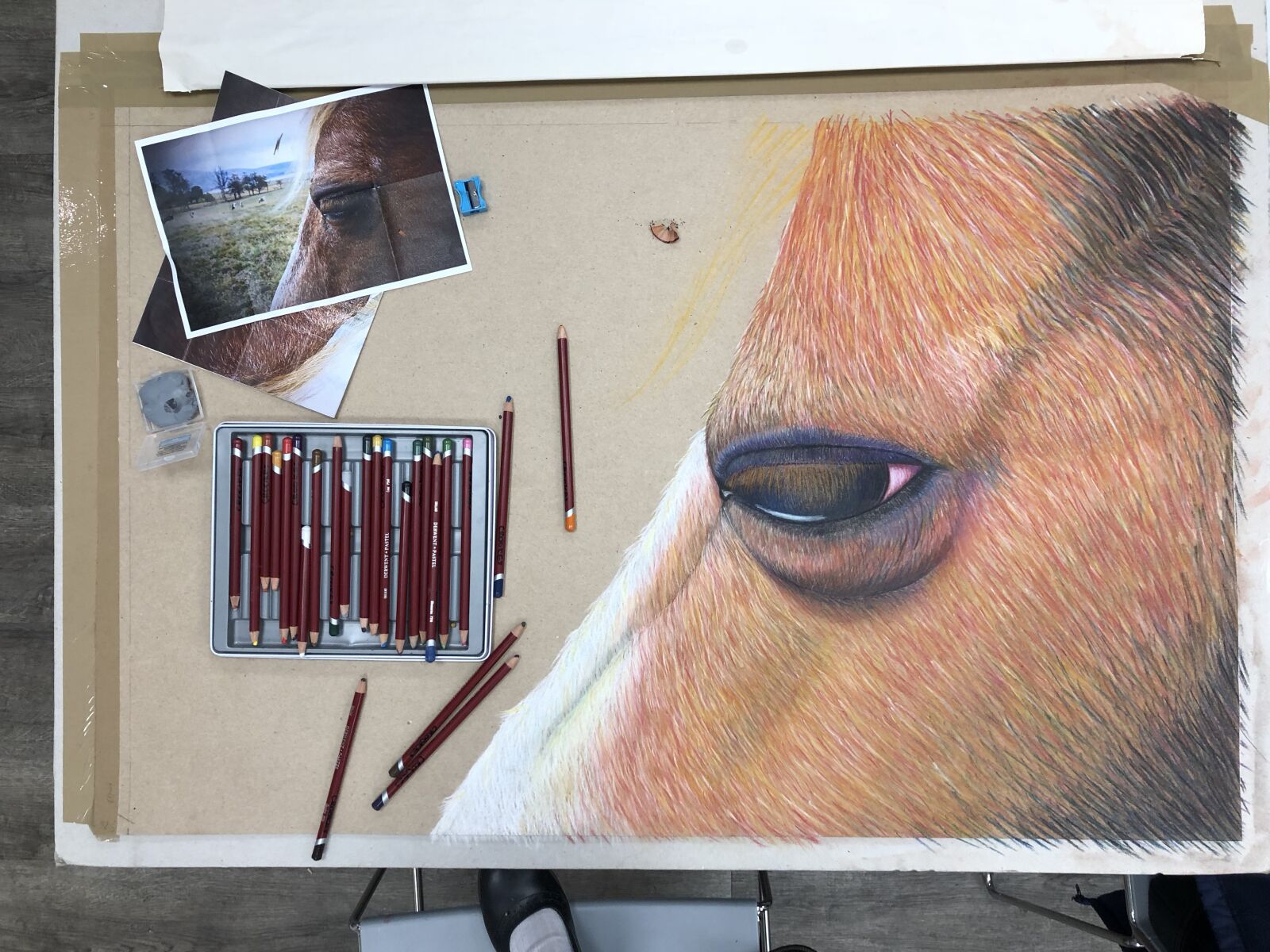 iPhone X back dual camera 4mm f/1.8 sample photo. Art, drawing, horse photography