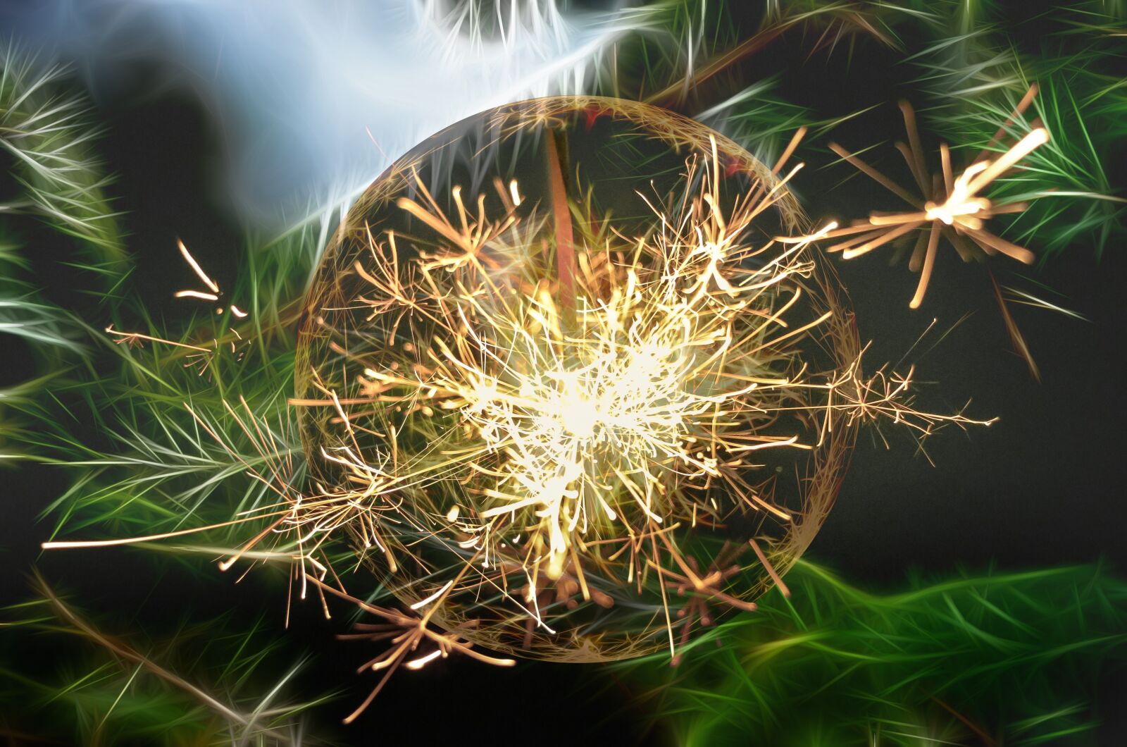 Nikon D5100 sample photo. Christmas ornament, pine needles photography