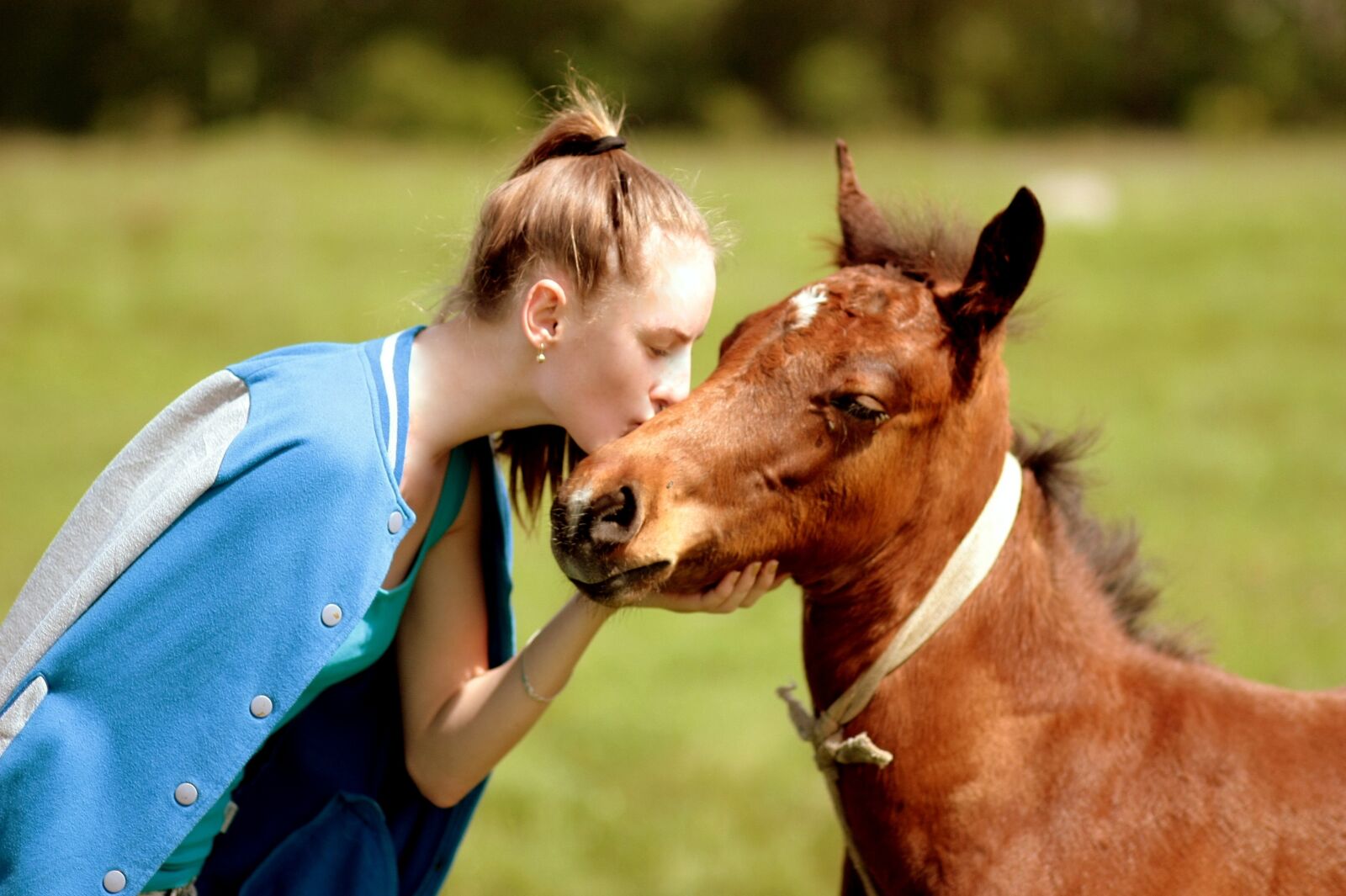 Canon EOS 450D (EOS Rebel XSi / EOS Kiss X2) sample photo. Horse, girl, kiss photography