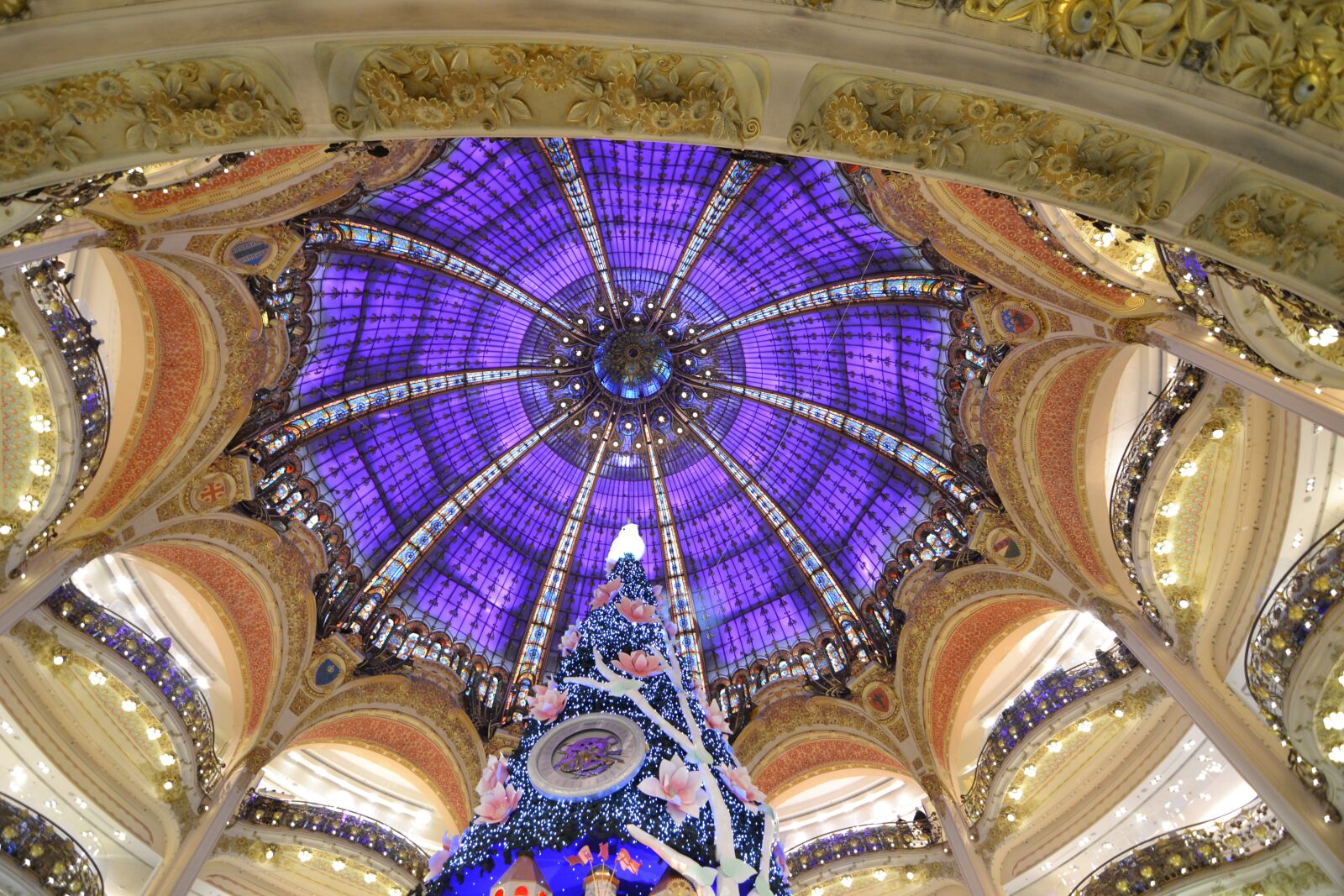 Nikon D3100 sample photo. Galeries lafayette, paris, christmas photography
