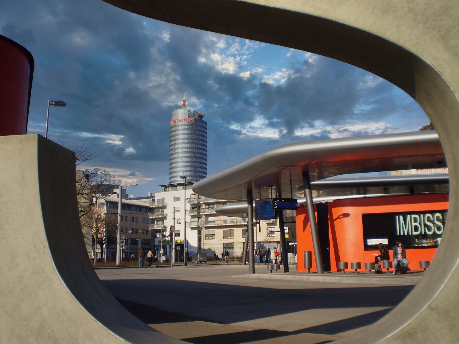 Olympus FE360,X875,C570 sample photo. Jena, building, bus station photography