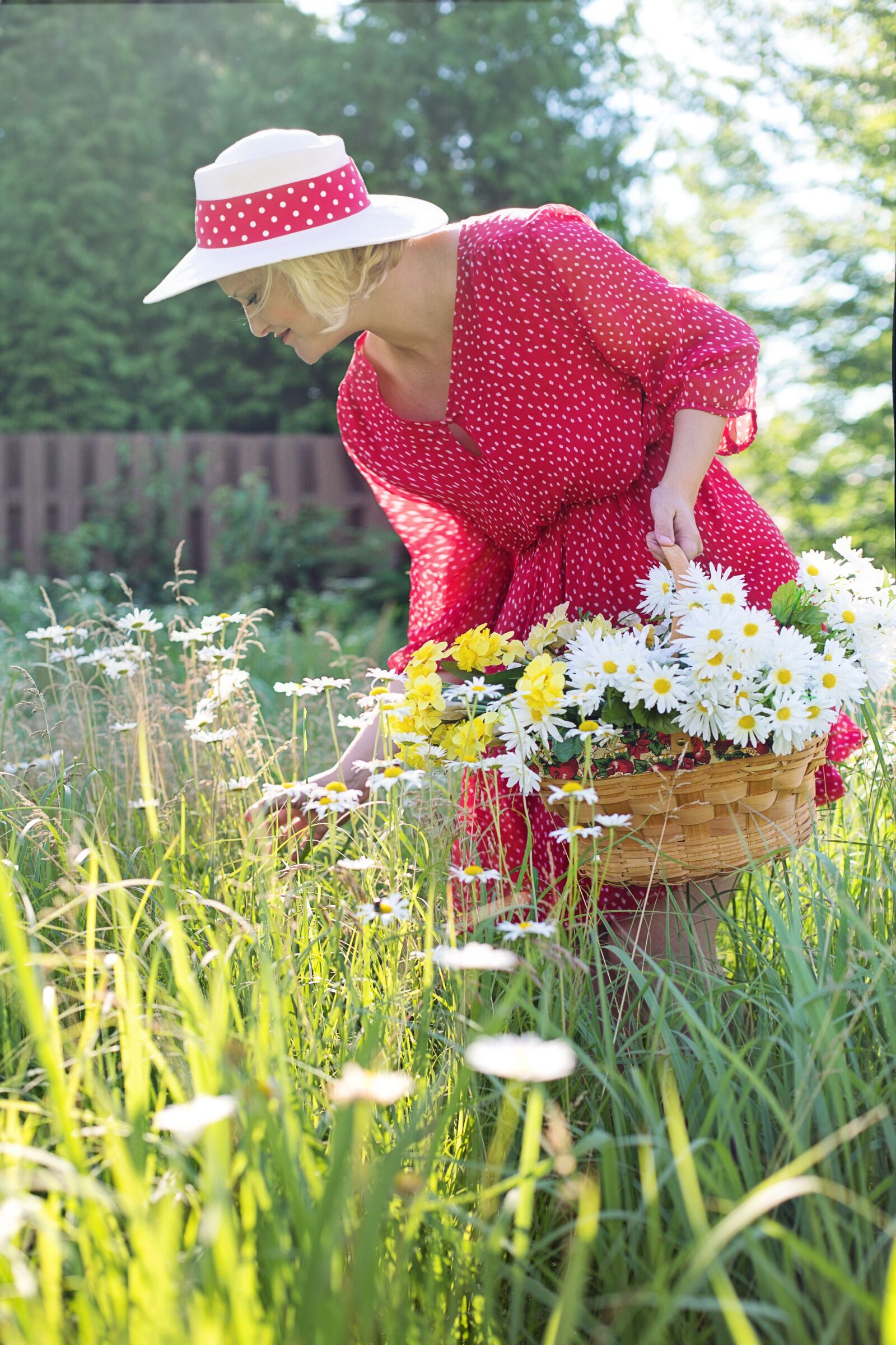 Canon EF 50mm F1.4 USM sample photo. Woman, picking daisies, summer photography