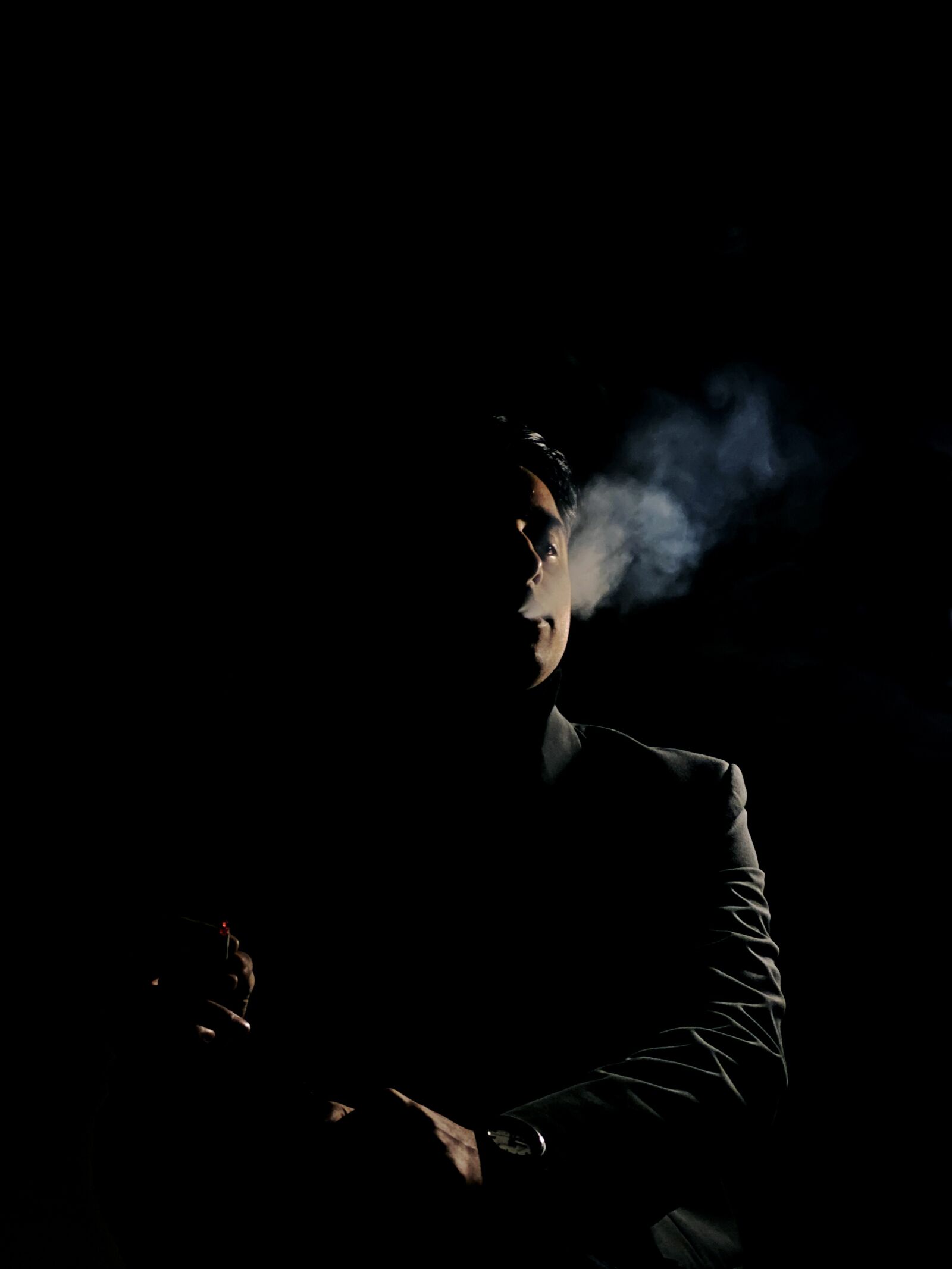 Apple iPhone 11 Pro sample photo. Man, smoke, model photography
