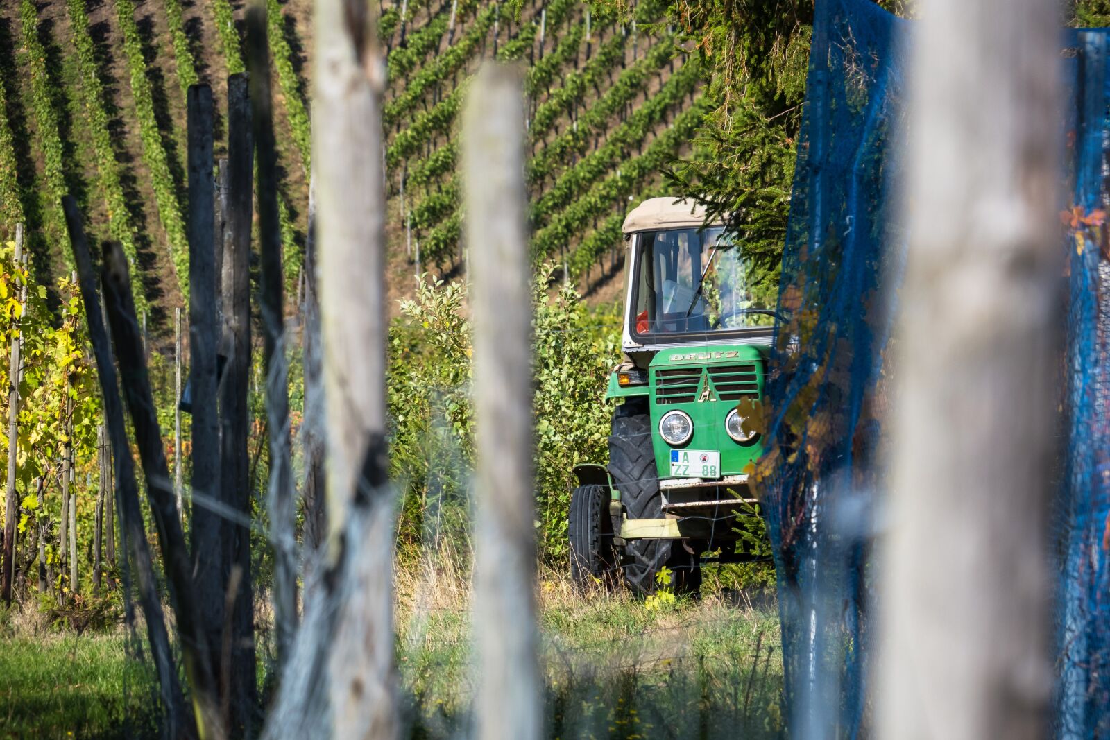 Canon PowerShot G3 X sample photo. Vineyard, tractor, wine photography