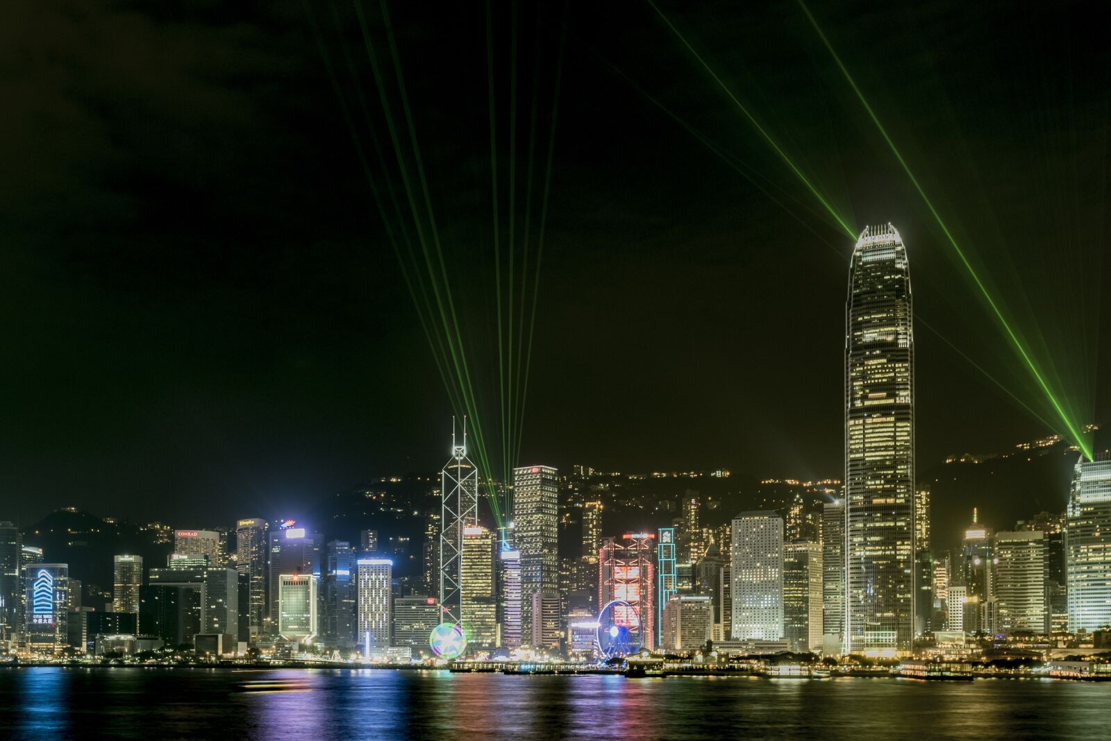 Nikon D810 sample photo. Laser, skyline, harbor photography