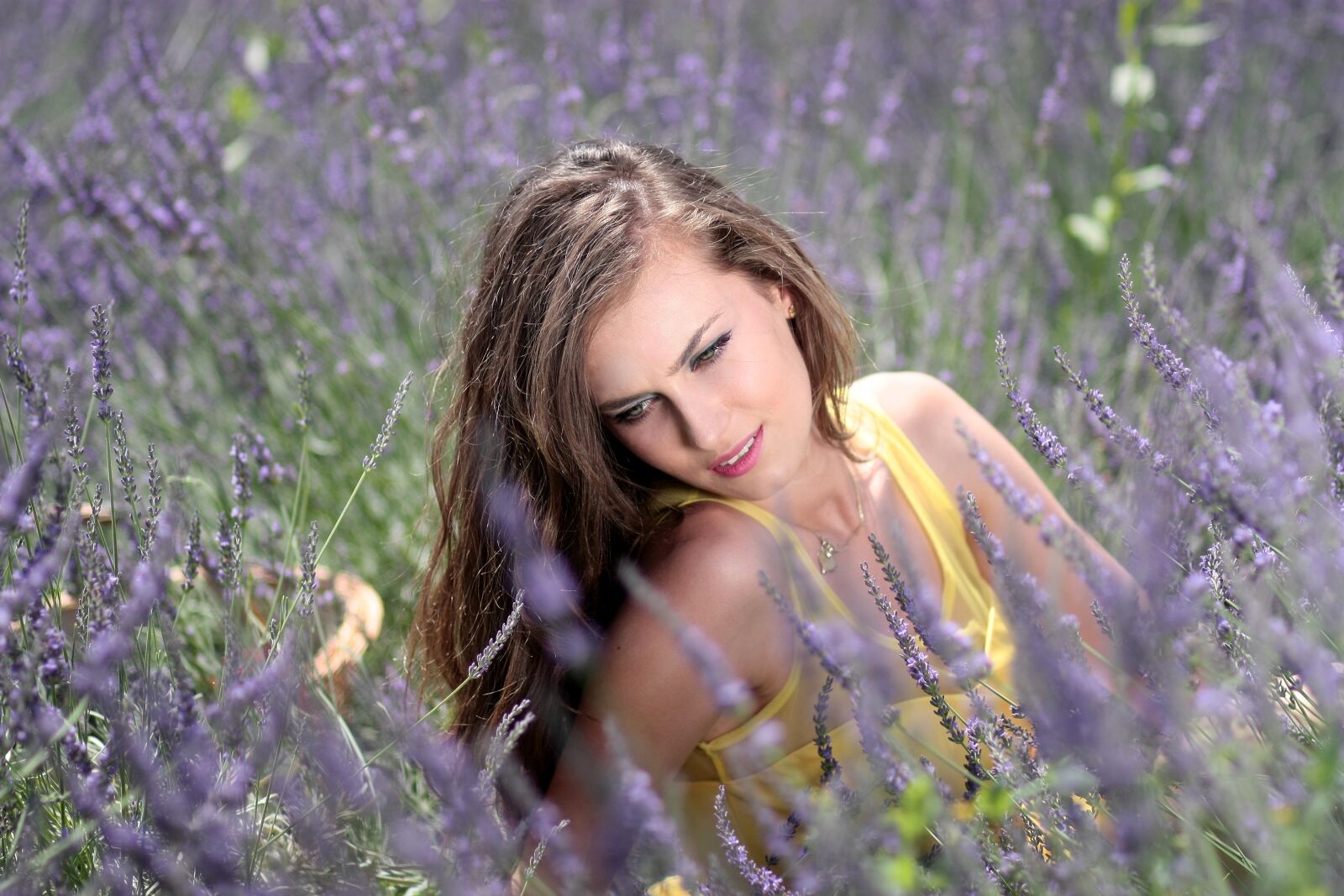 Canon EOS 450D (EOS Rebel XSi / EOS Kiss X2) sample photo. Girl, lavender, flowers photography