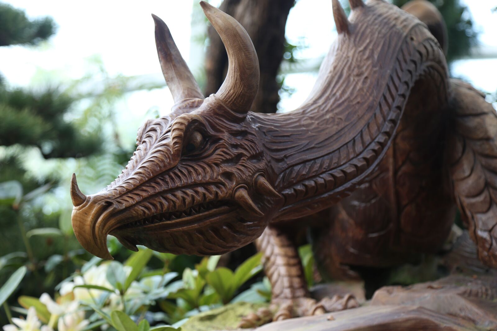 Canon EOS 6D + Canon EF 24-105mm F4L IS USM sample photo. Dragon, statue, garden photography