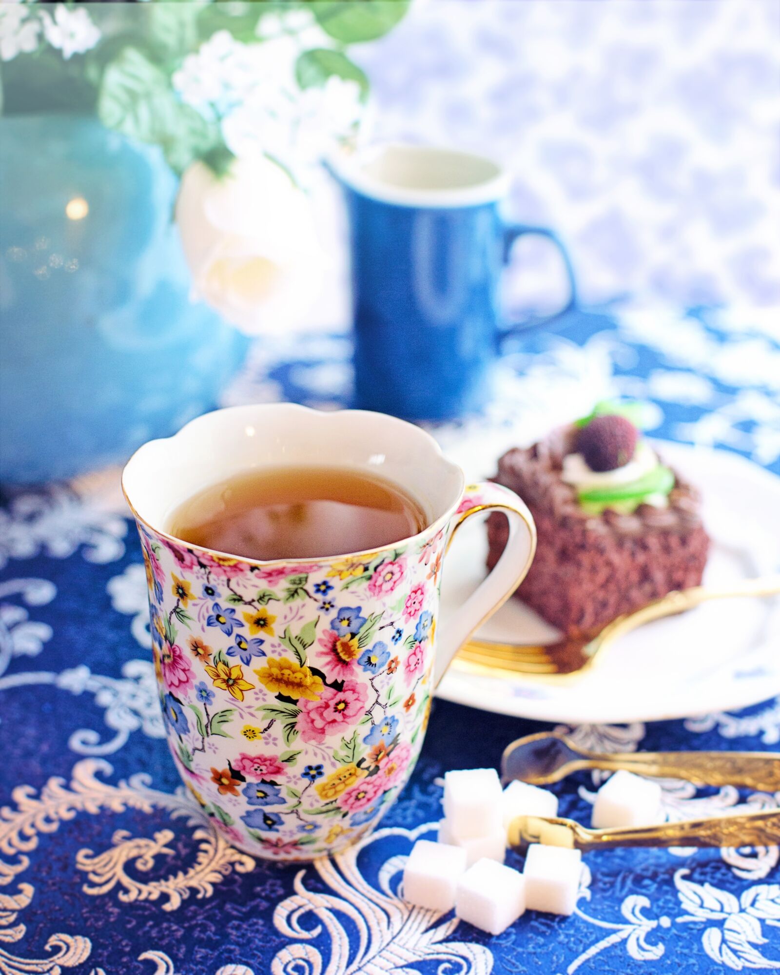 Canon EF 50mm F1.4 USM sample photo. Still life, blue, tea photography