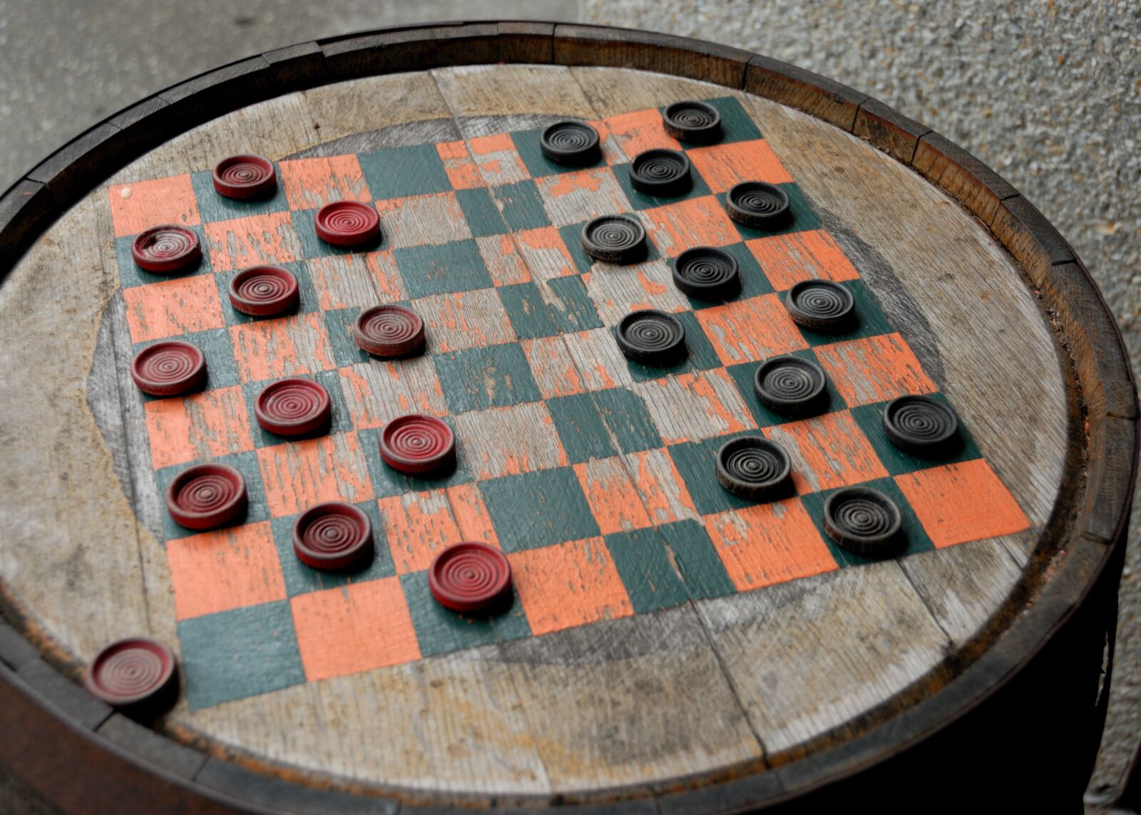 Nikon D200 sample photo. Checker board, barrel, vintage photography