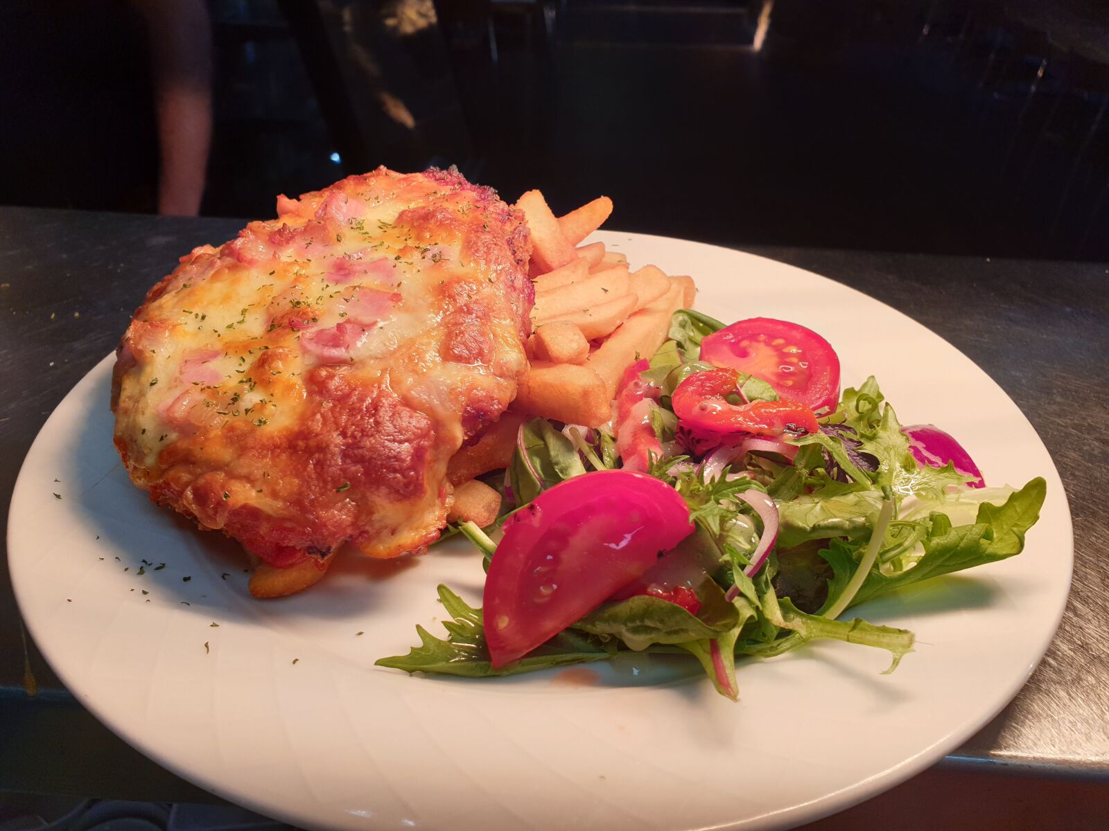 Samsung Galaxy S9+ sample photo. Food, chicken parmigiana, australian photography