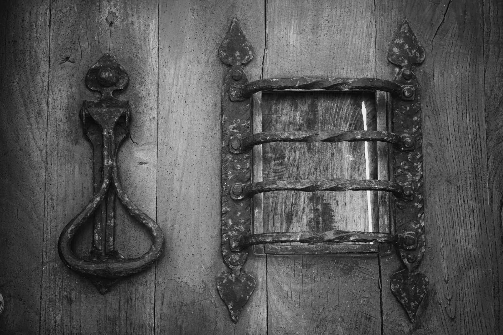 Sony E 55-210mm F4.5-6.3 OSS sample photo. Door, wrought iron, metal photography