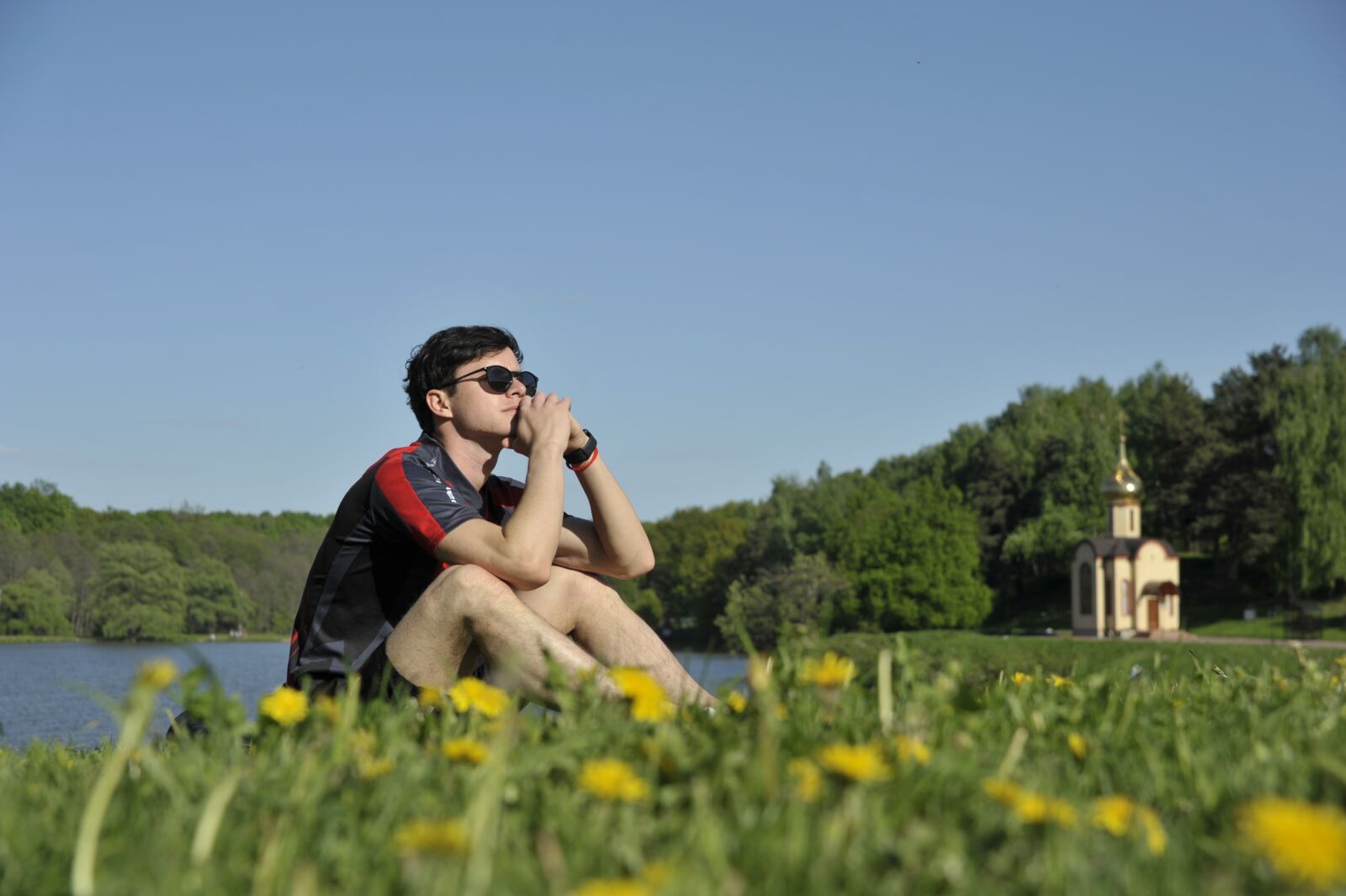 Nikon D700 sample photo. Church, dandelions, guy photography