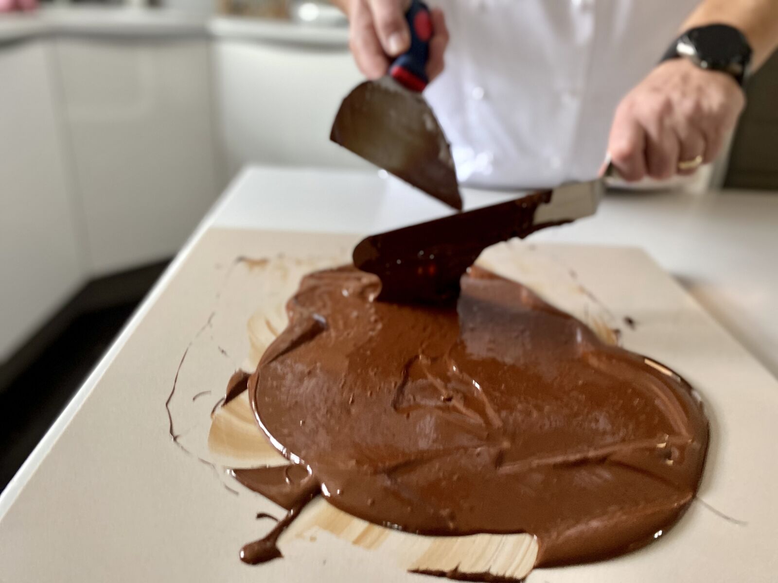 Apple iPhone 11 sample photo. Slab tempering, marble, chocolate photography