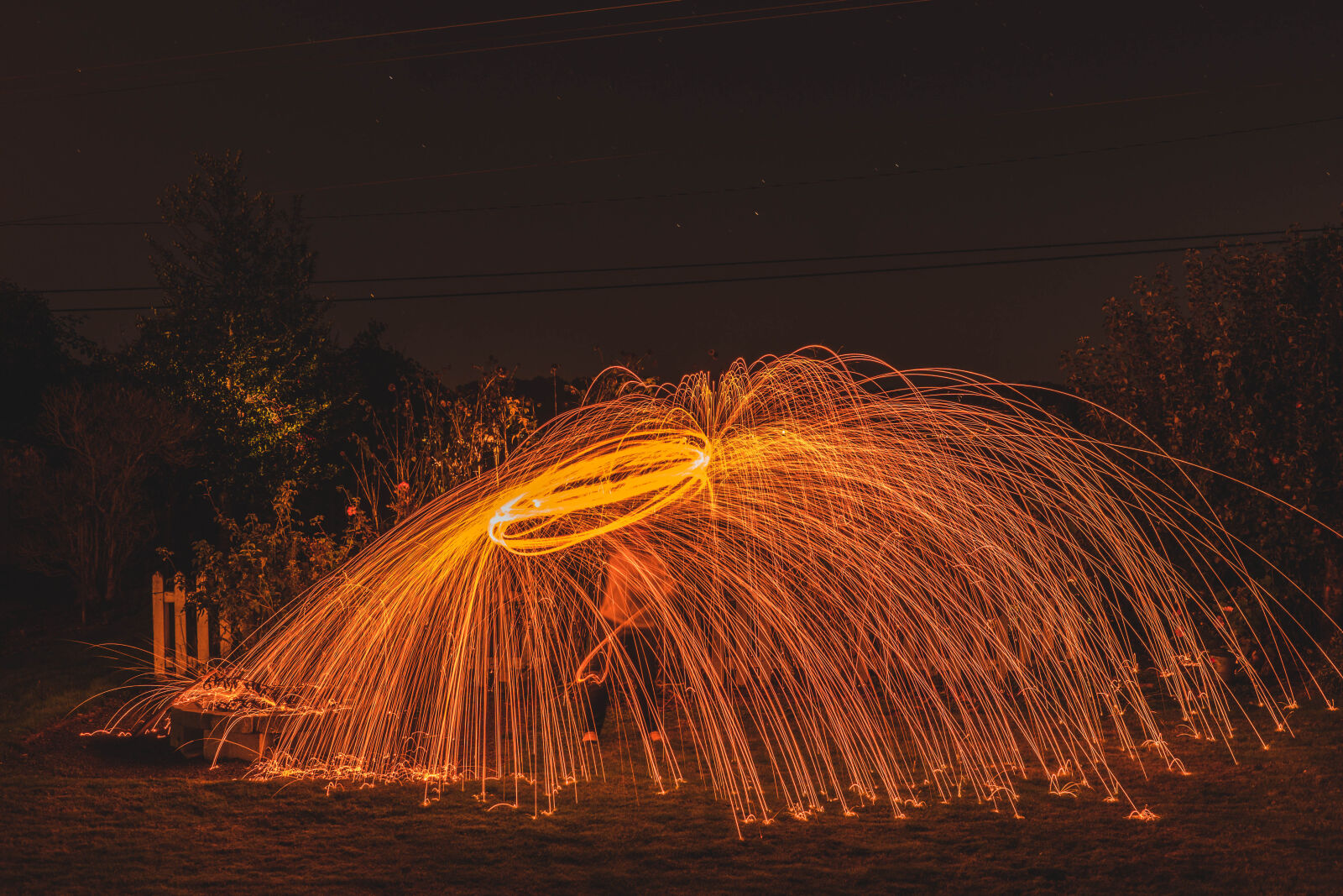 Sony a6500 sample photo. Fire, long, exposure, midnight photography