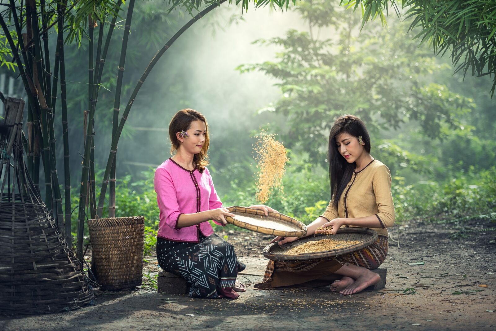 Nikon D810 sample photo. Rice, women, sitting photography