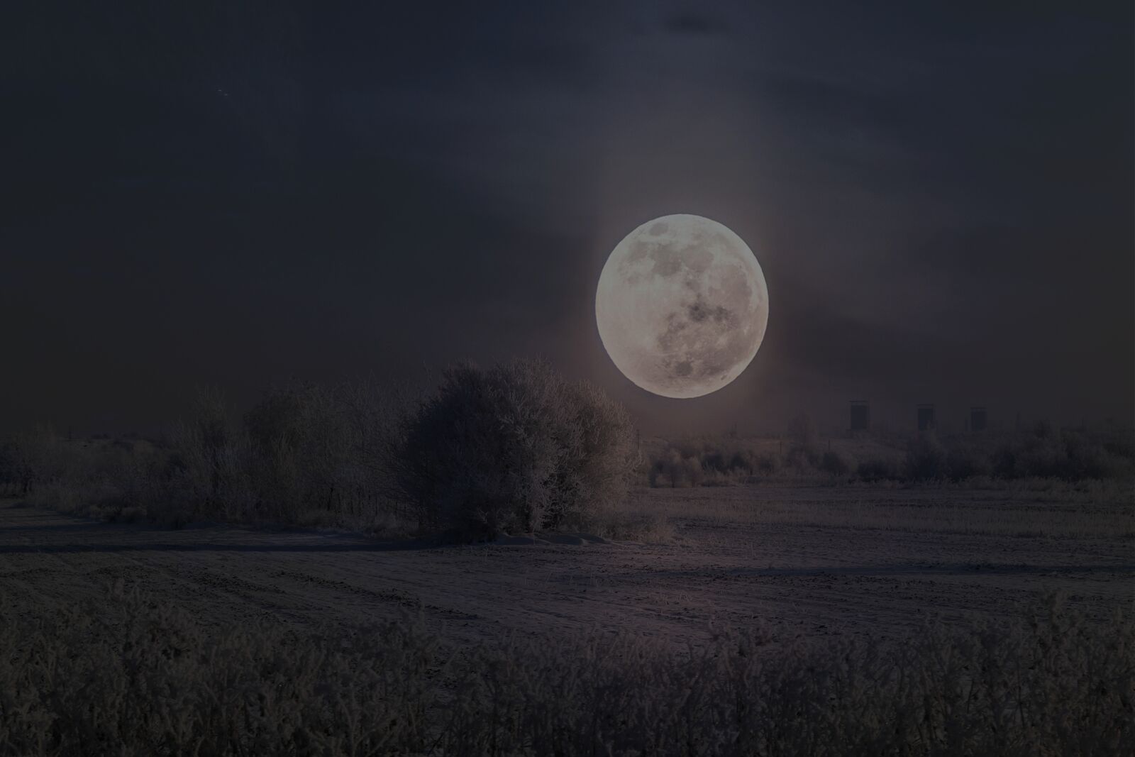 Canon EF-S 60mm F2.8 Macro USM sample photo. Landscape, full moon, winter photography