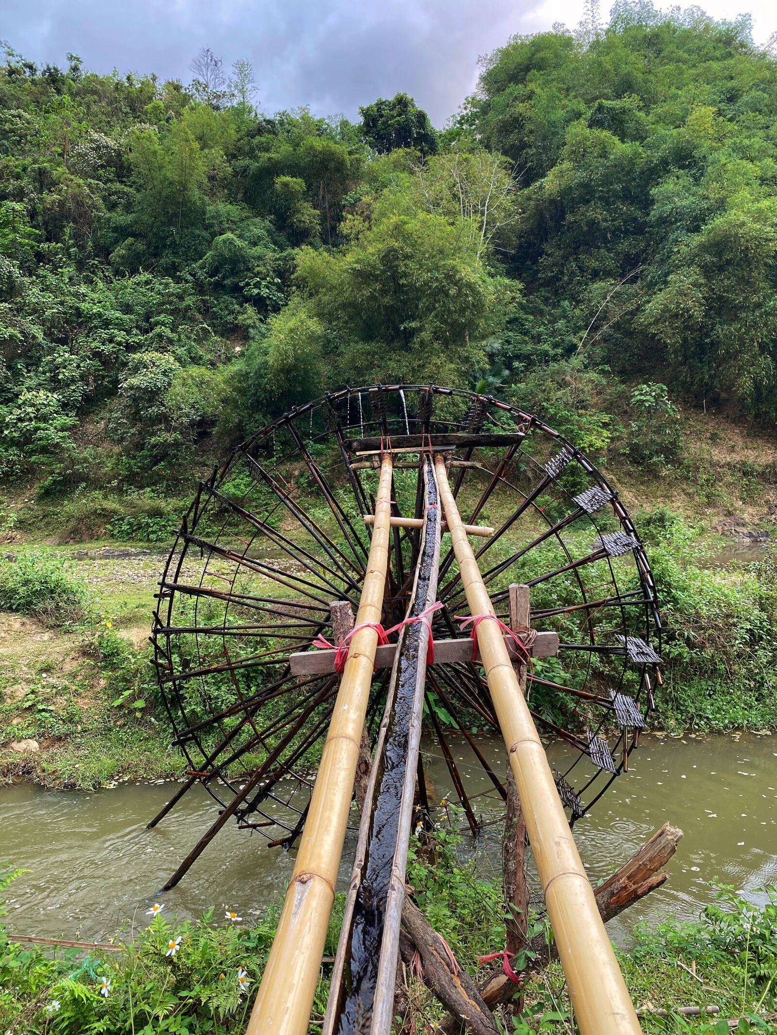 Apple iPhone 11 Pro Max sample photo. Water wheel, twilight, lake photography