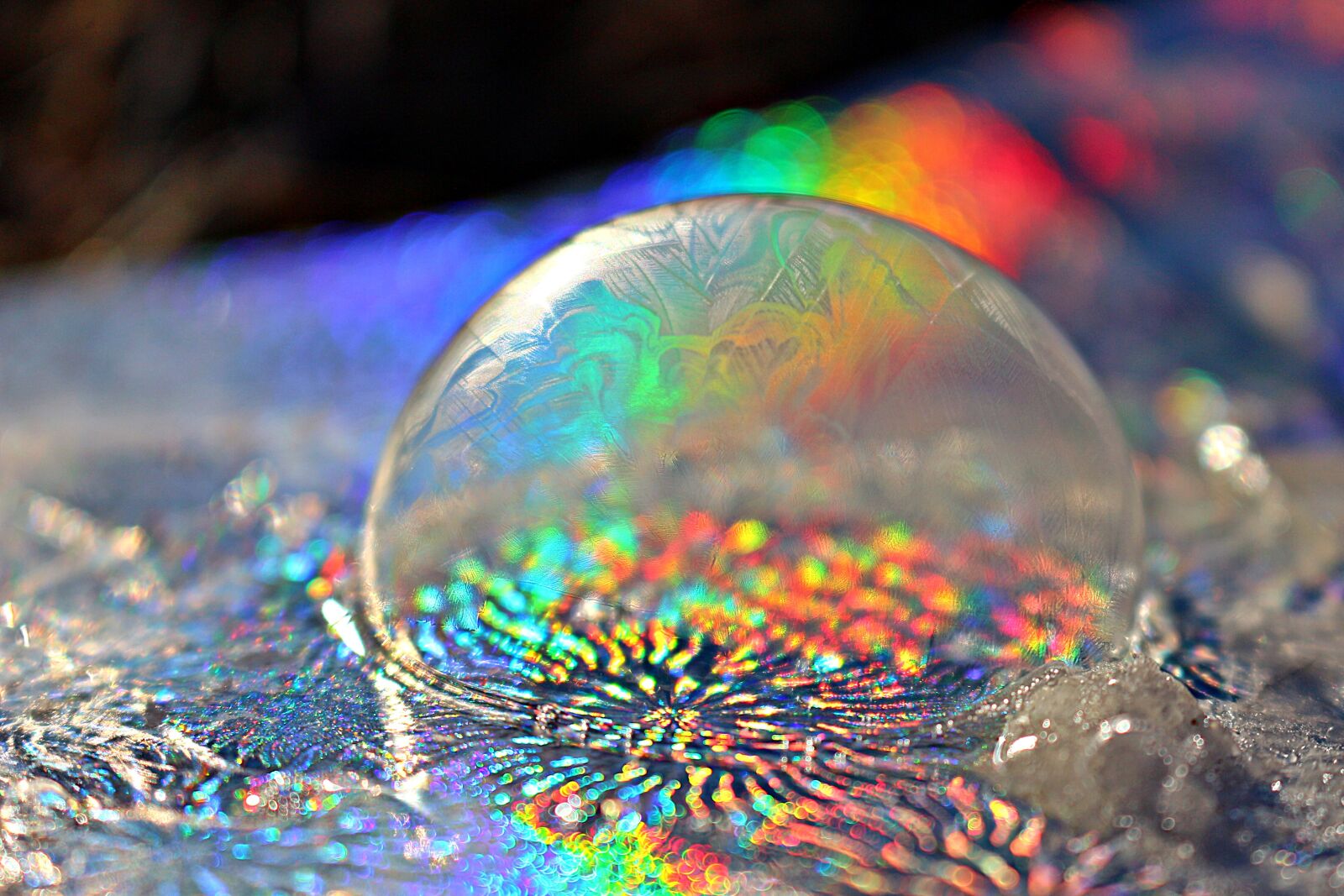 Canon EOS 100D (EOS Rebel SL1 / EOS Kiss X7) sample photo. Frozen bubble, ice bubble photography