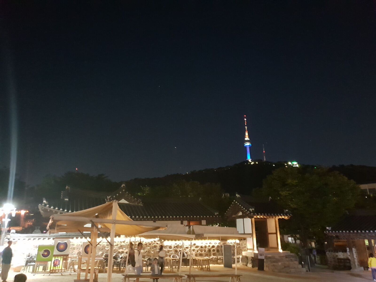 Samsung Galaxy S9+ sample photo. Seoul tower, nightscape, hanok photography