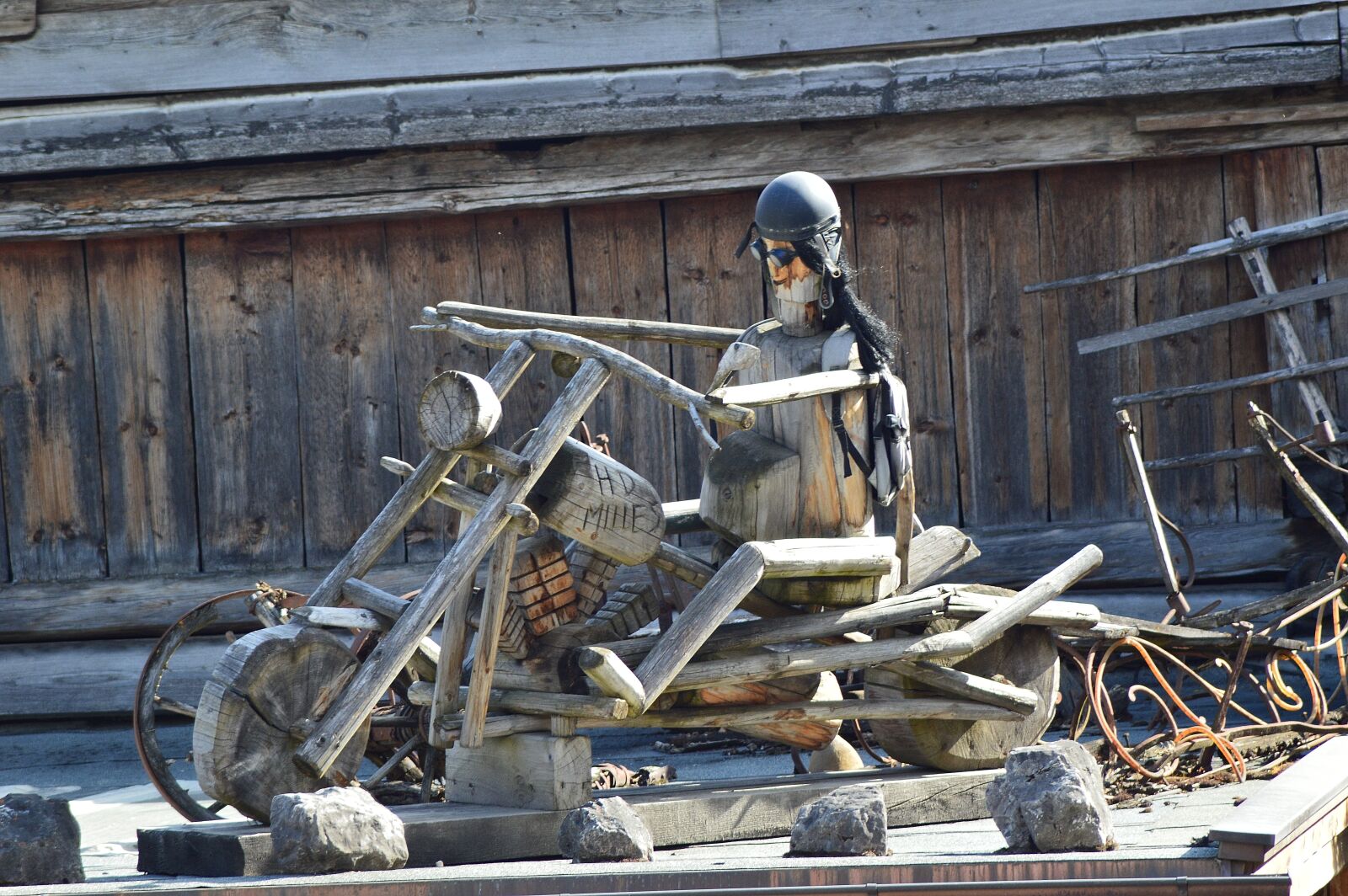 Nikon D3200 sample photo. Motorcycle, sculpture, wood photography