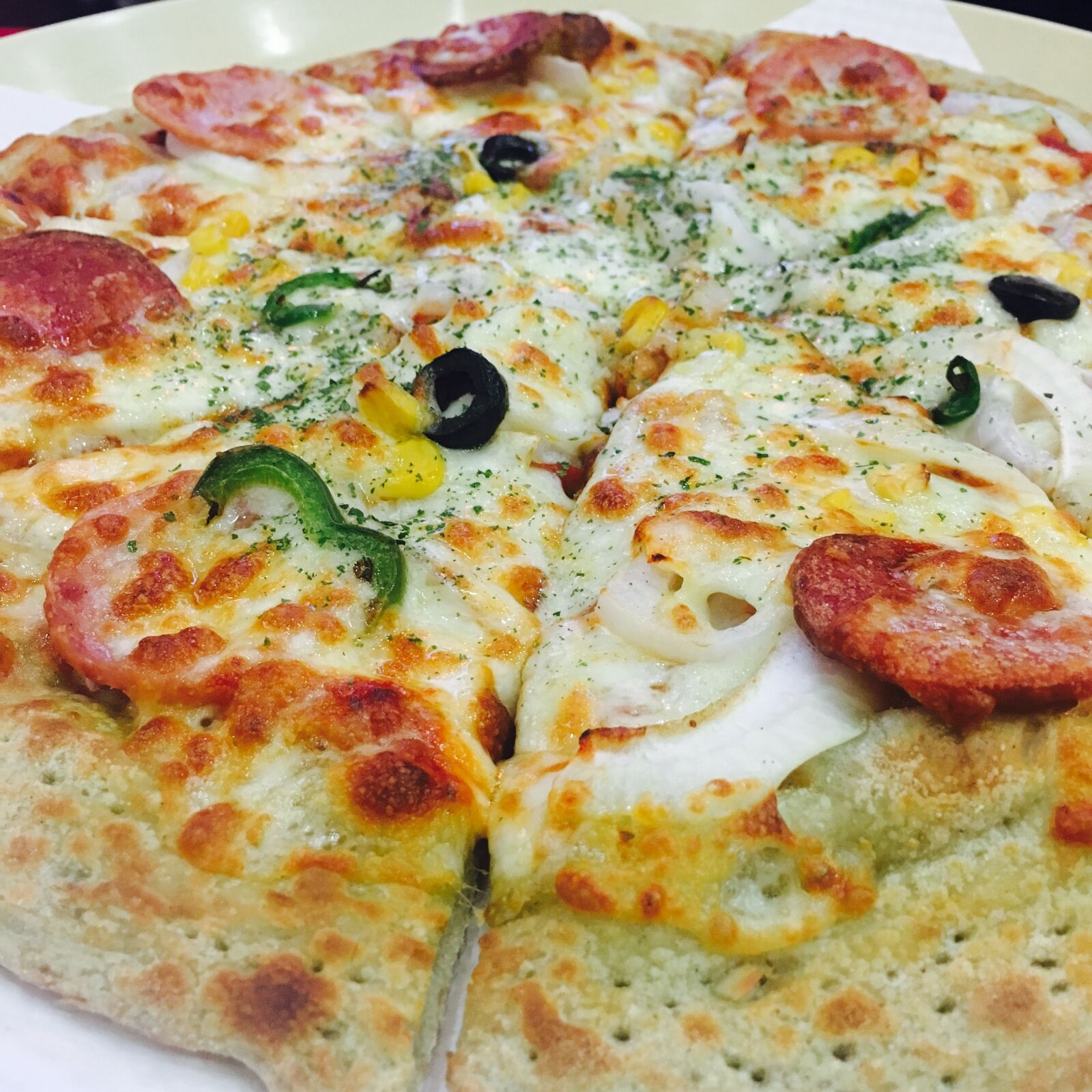 Apple iPhone 6s sample photo. Pizza, pepperoni, ham photography