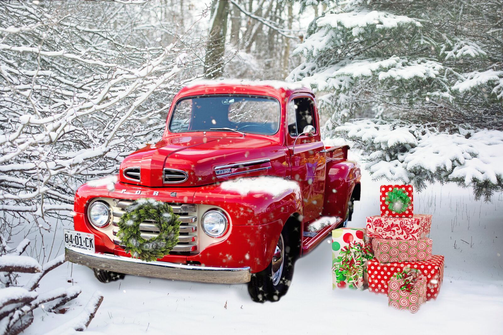 Canon EF 50mm F1.4 USM sample photo. Truck, red, vintage photography