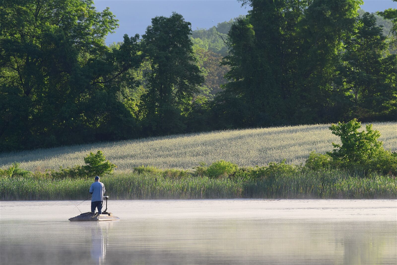 Nikon D3300 sample photo. Lake, fisherman, morning mist photography