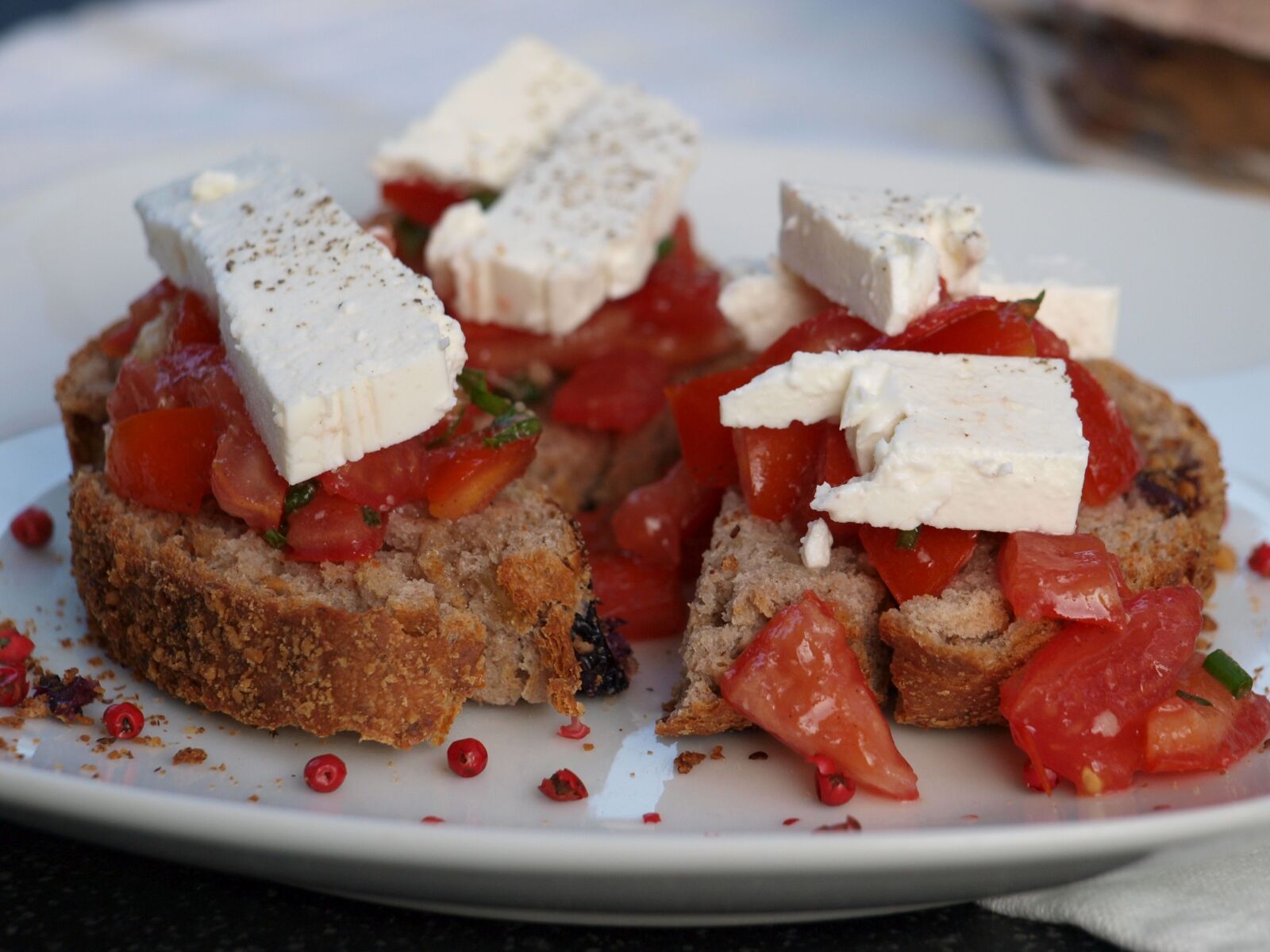 Olympus E-420 (EVOLT E-420) sample photo. Tomatoes, goat cheese, food photography