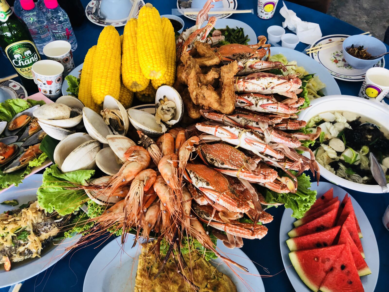 iPhone X back dual camera 4mm f/1.8 sample photo. Seafood, thailand, corn photography