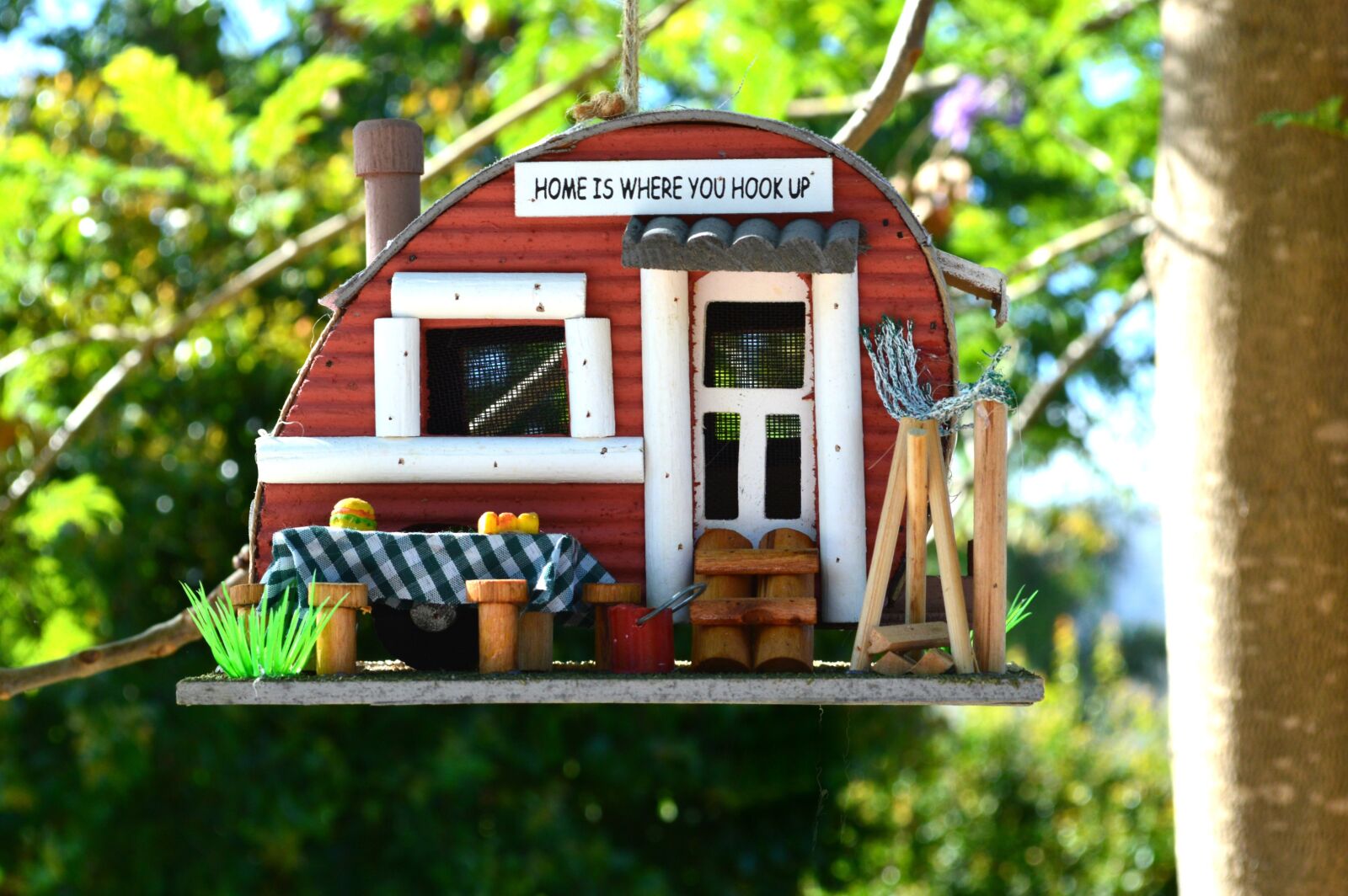 Nikon D3200 sample photo. Birdhouse, camper, tree photography