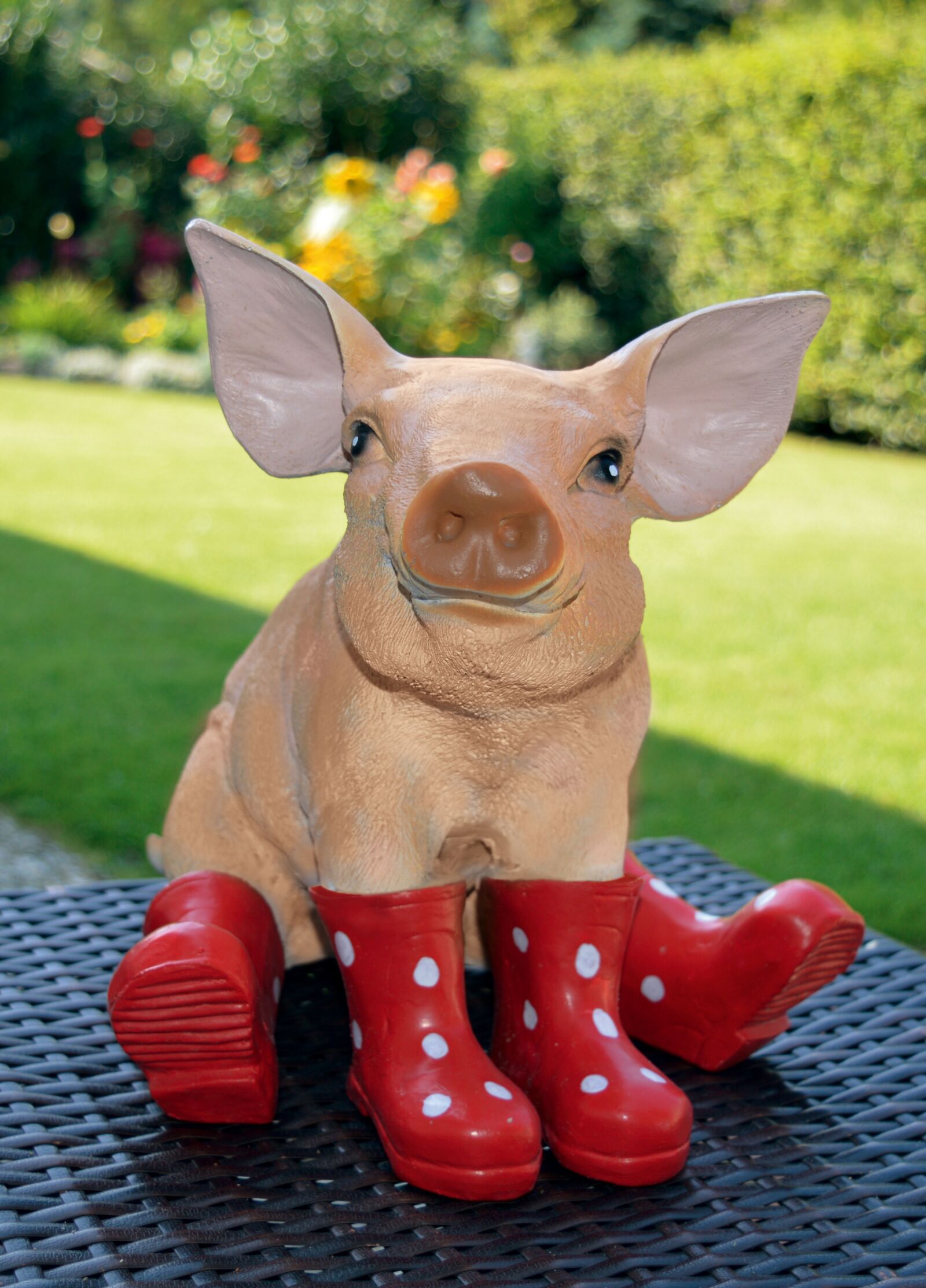 Nikon D3200 sample photo. Pig, garden figurines, red photography