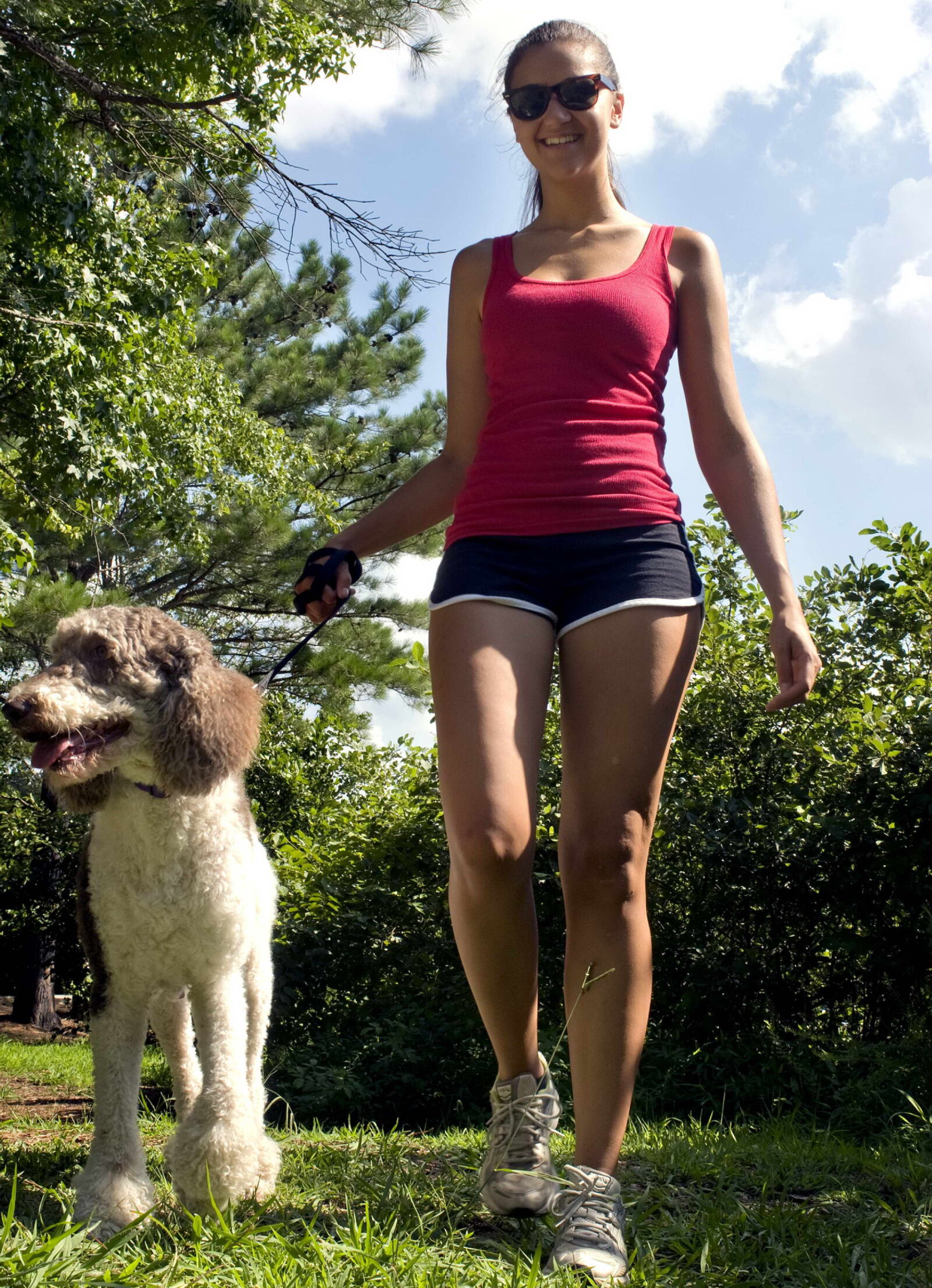 Nikon D300 sample photo. Woman, walking, dog photography