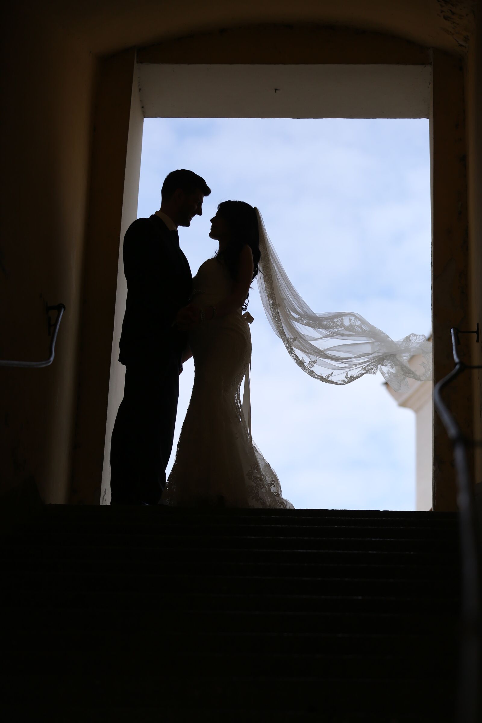 Canon EOS 5D Mark III sample photo. Bride, veil, wind, husband photography