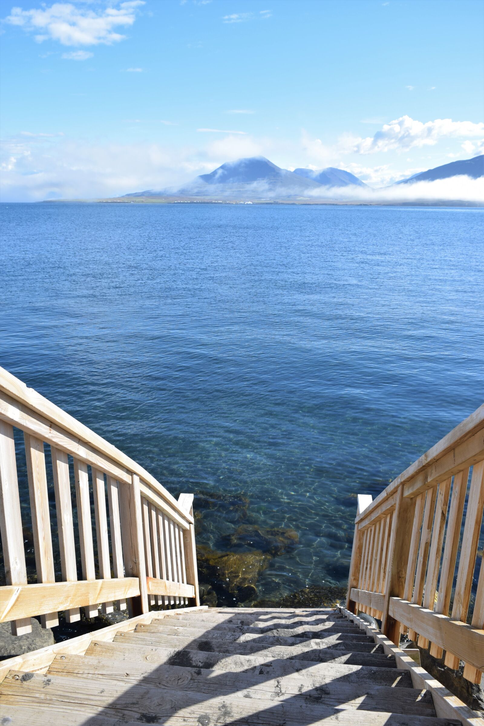 Nikon D3300 sample photo. Stairs, ocean, fog photography
