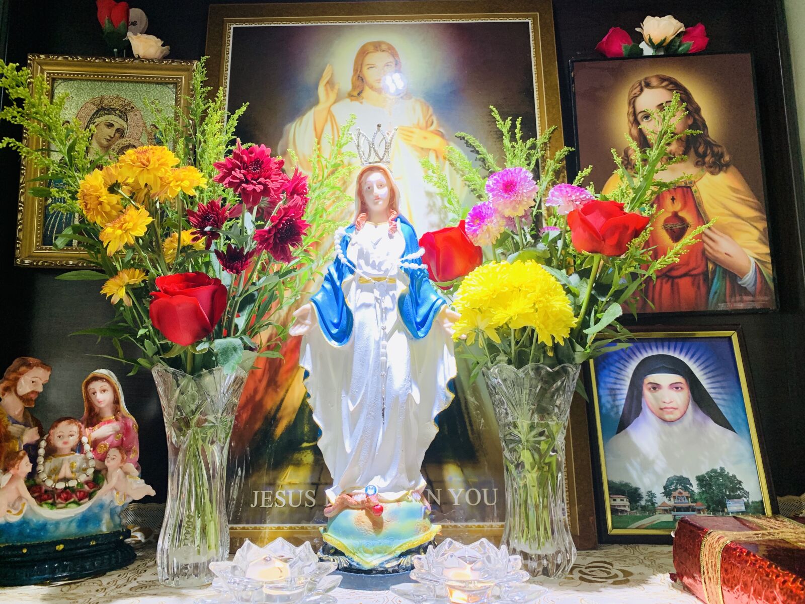 Apple iPhone XR sample photo. Christian, catholic, home altar photography