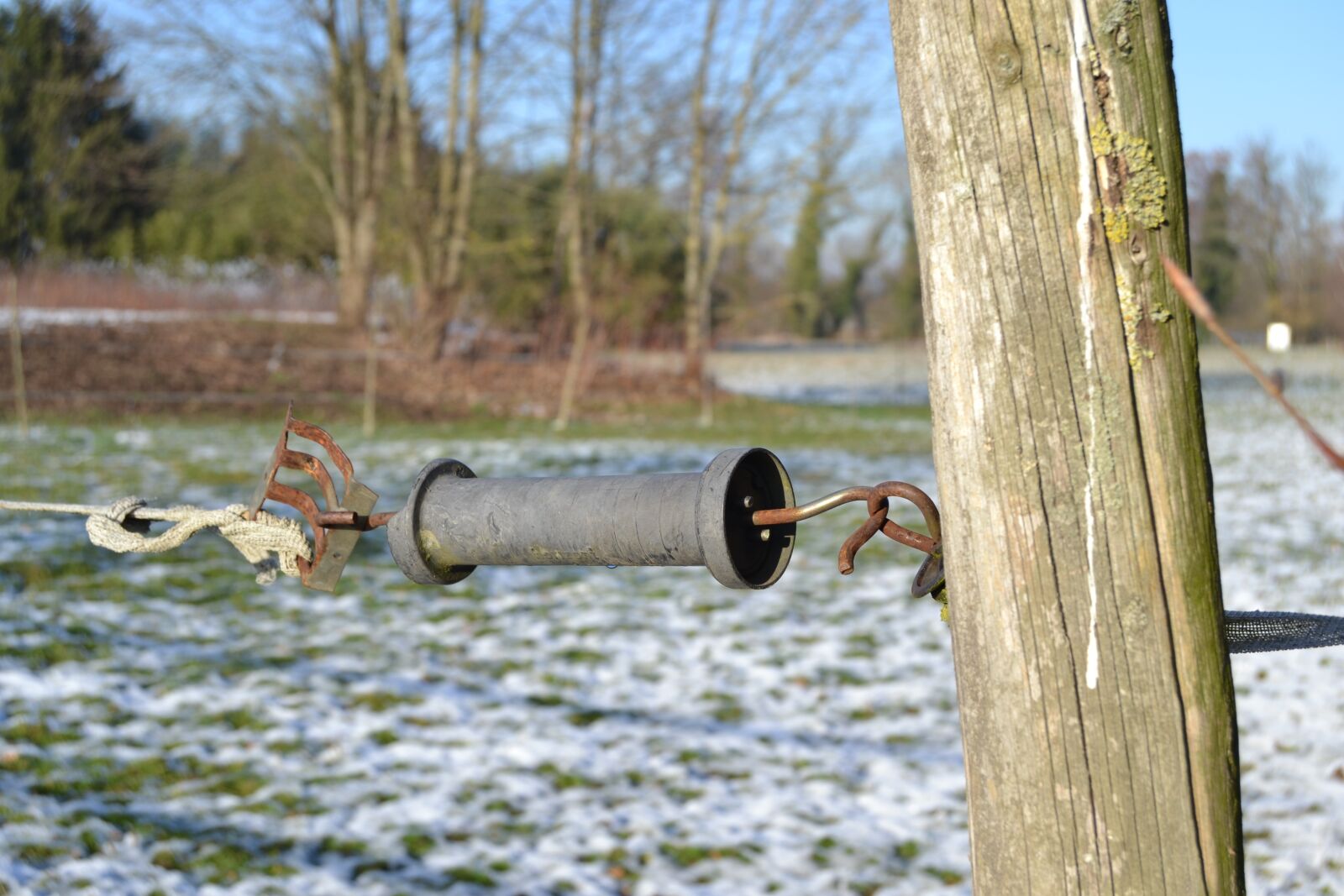 Nikon D3100 sample photo. Winter, pasture fence, handle photography