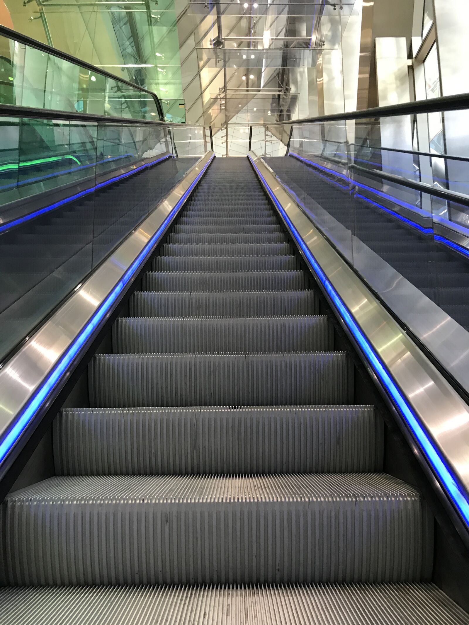 iPhone 7 Plus back dual camera 3.99mm f/1.8 sample photo. Escalator, heaven, metal photography