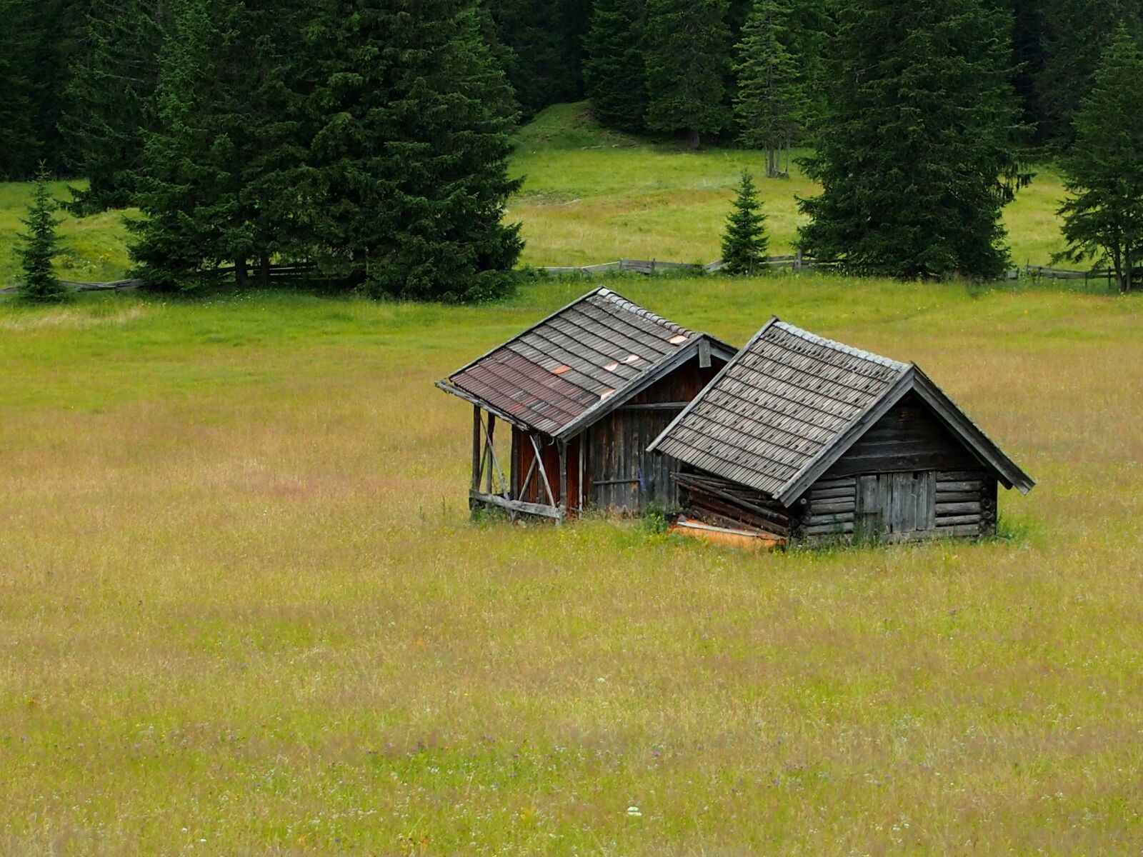 Olympus PEN E-P3 sample photo. Meadow, haystacks, forest house photography