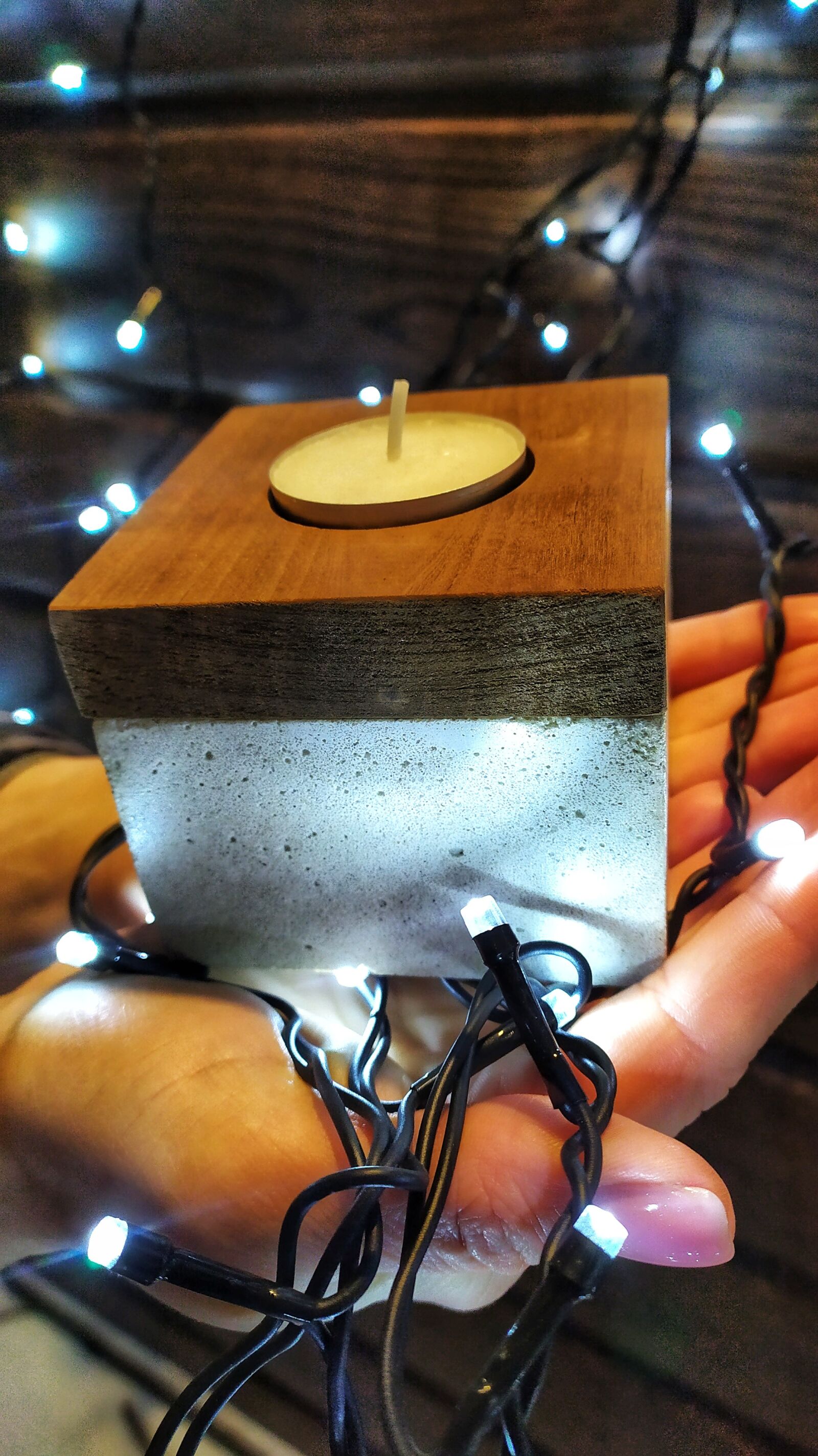 Xiaomi Redmi Note 7 sample photo. Candle, candlestick, concrete photography