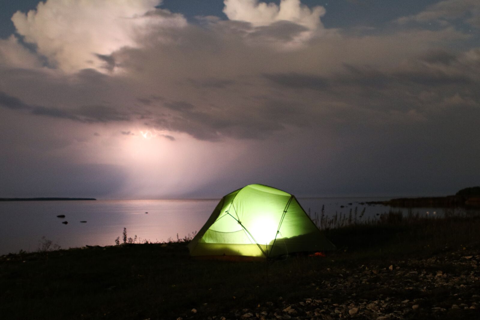 Canon EOS 80D + Canon EF 24-70mm F2.8L USM sample photo. Camp, tent, thunderstorm photography