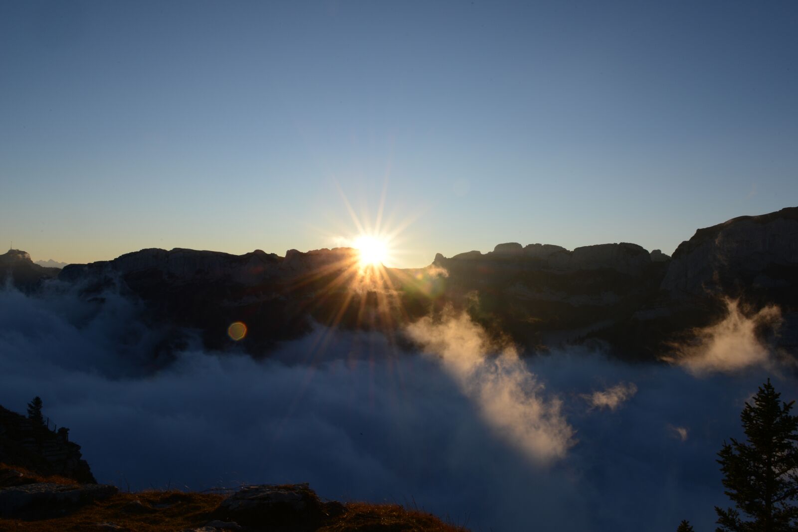 Nikon D800 sample photo. Fog, sun, alpine photography
