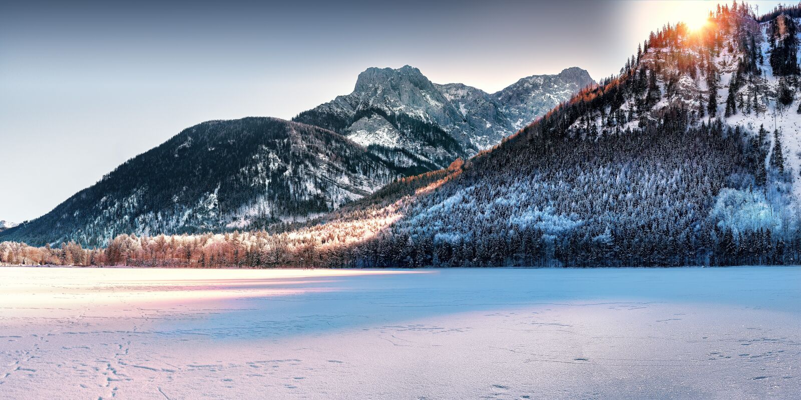 OLYMPUS M.25mm F1.2 sample photo. Lake, mountains, wintry photography