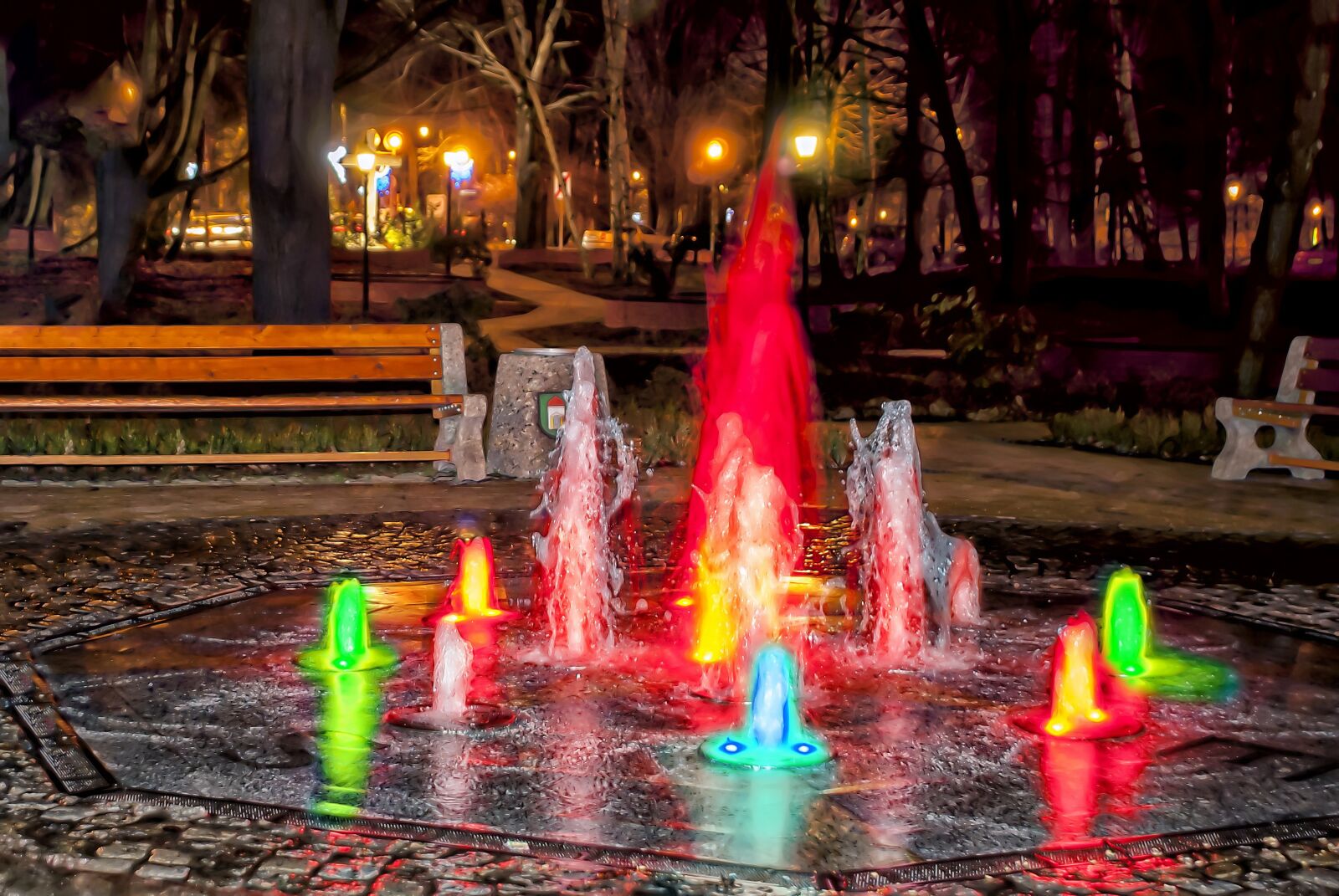 Sony Alpha DSLR-A300 sample photo. Fountain, water, light photography