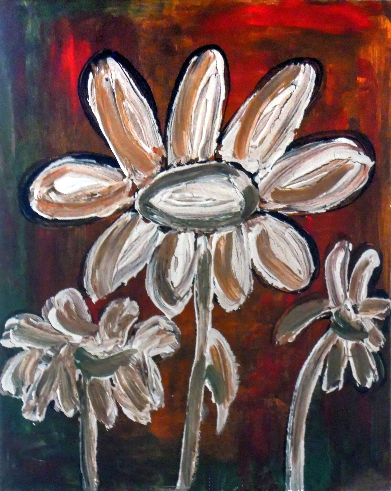 Nikon Coolpix S5100 sample photo. Painted daisies, acrylic paint photography