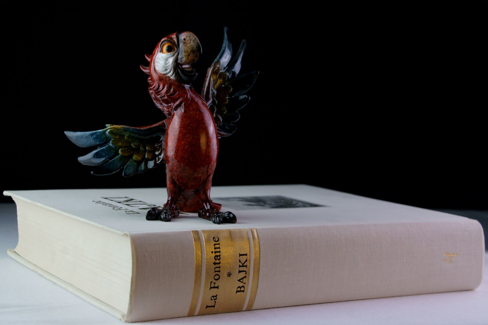 Sony ILCA-77M2 sample photo. Book, parrot, ornament photography