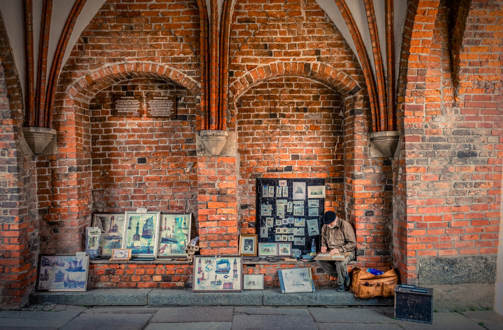 Sony a7 II + Sony FE 28-70mm F3.5-5.6 OSS sample photo. Holsten gate, street painter photography