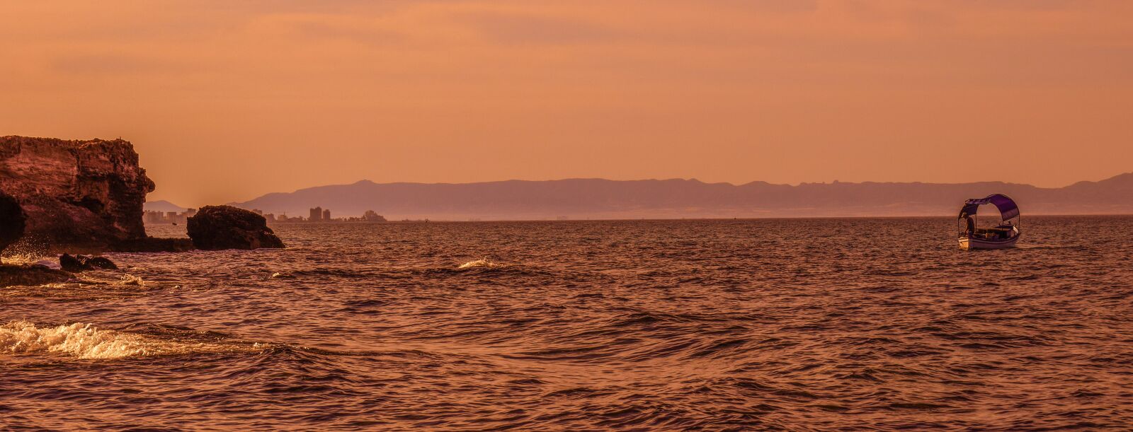 Nikon D3300 sample photo. Sunset, sea, boat photography