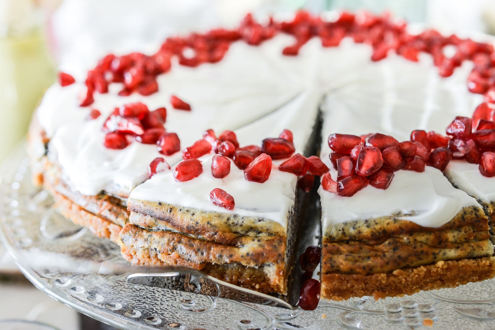 Nikon D5200 sample photo. Cake, poppy cake, pomegranate photography