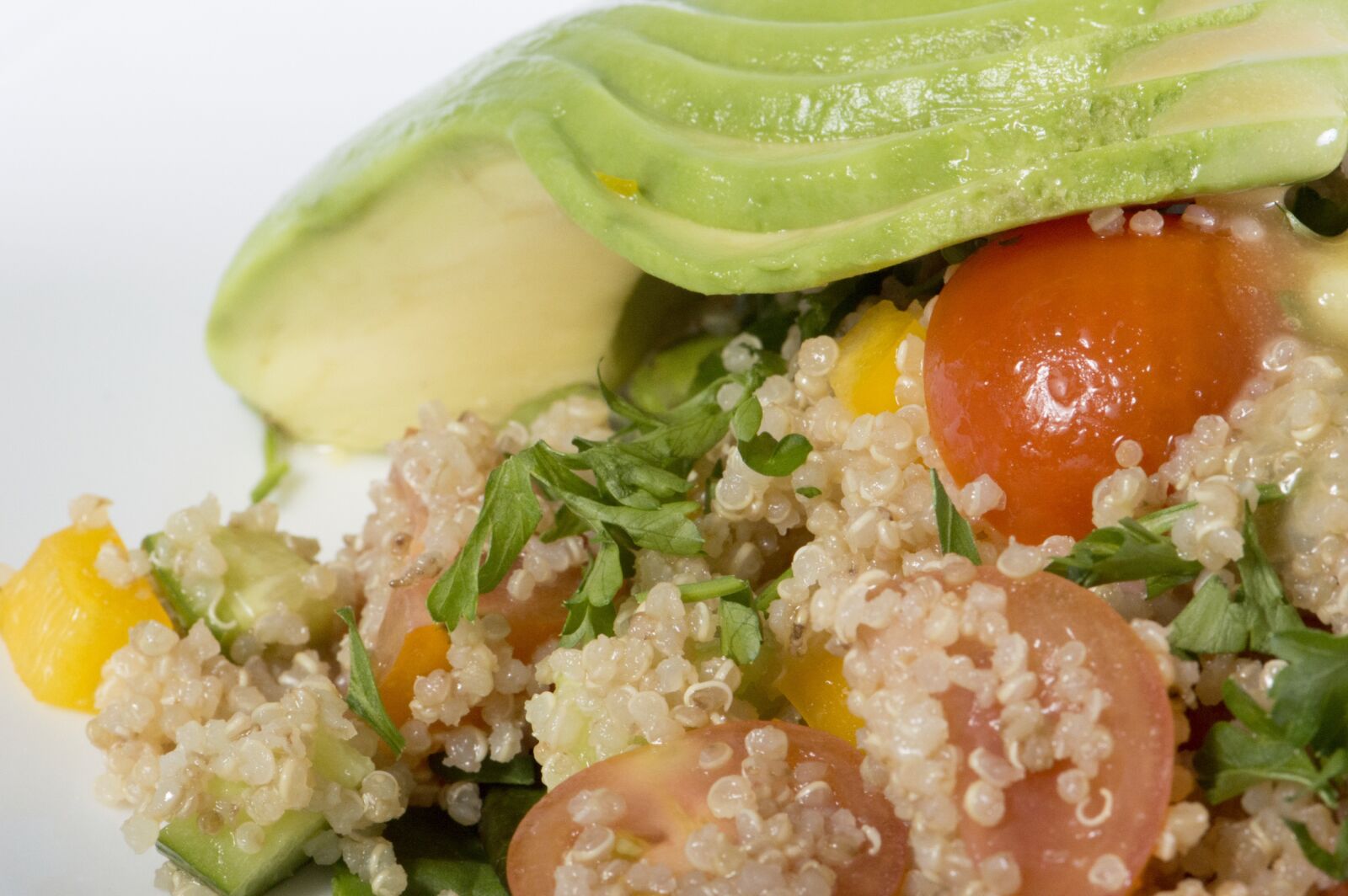 Nikon D3200 sample photo. Quinoa, salad, avocado photography